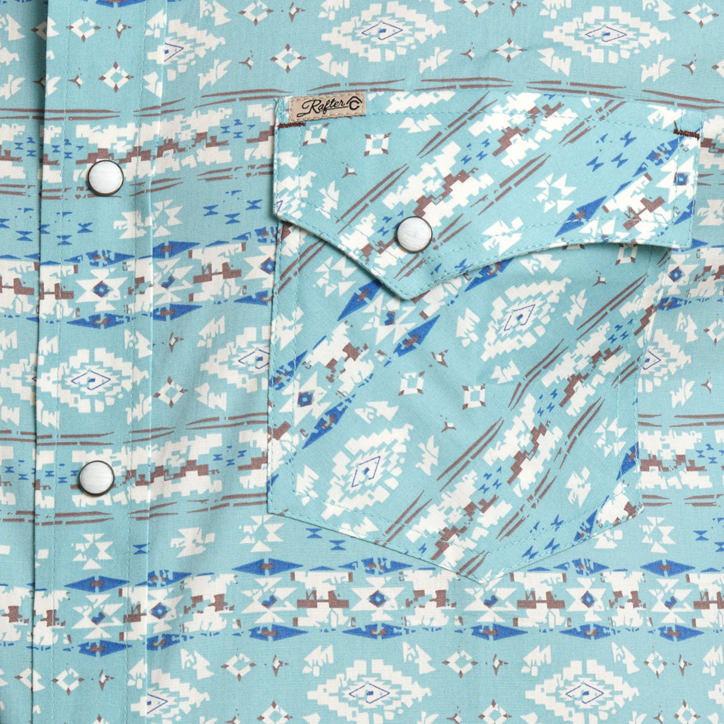 Rafter C Men's Sky Blue Aztec Stretch Western Shirt - Image 1