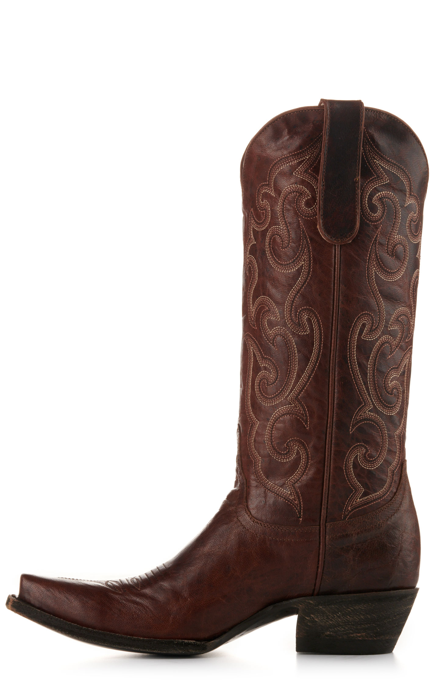 Cavender’s Women’s Brass Brown Goat Leather Snip Toe Cowboy Boots - Image 1