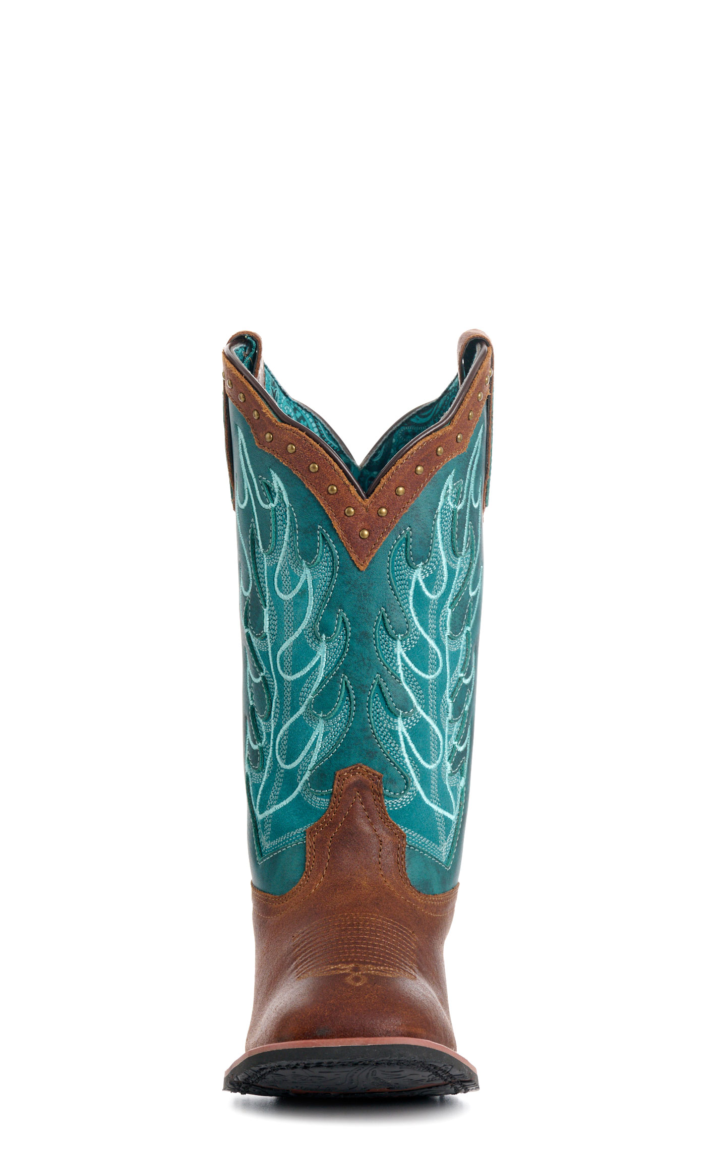 Laredo Women’s Faye Rust and Turquoise Stockman Broad Square Toe Cowboy Boots - Image 1