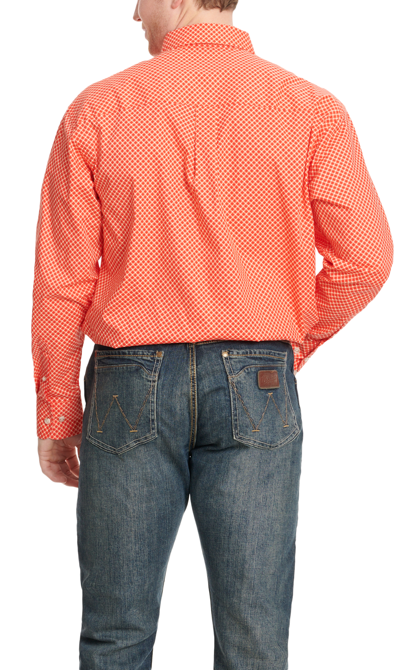 Wrangler Men's George Strait Collection Red & Orange Geo Print Long Sleeve Western Shirt - Image 1