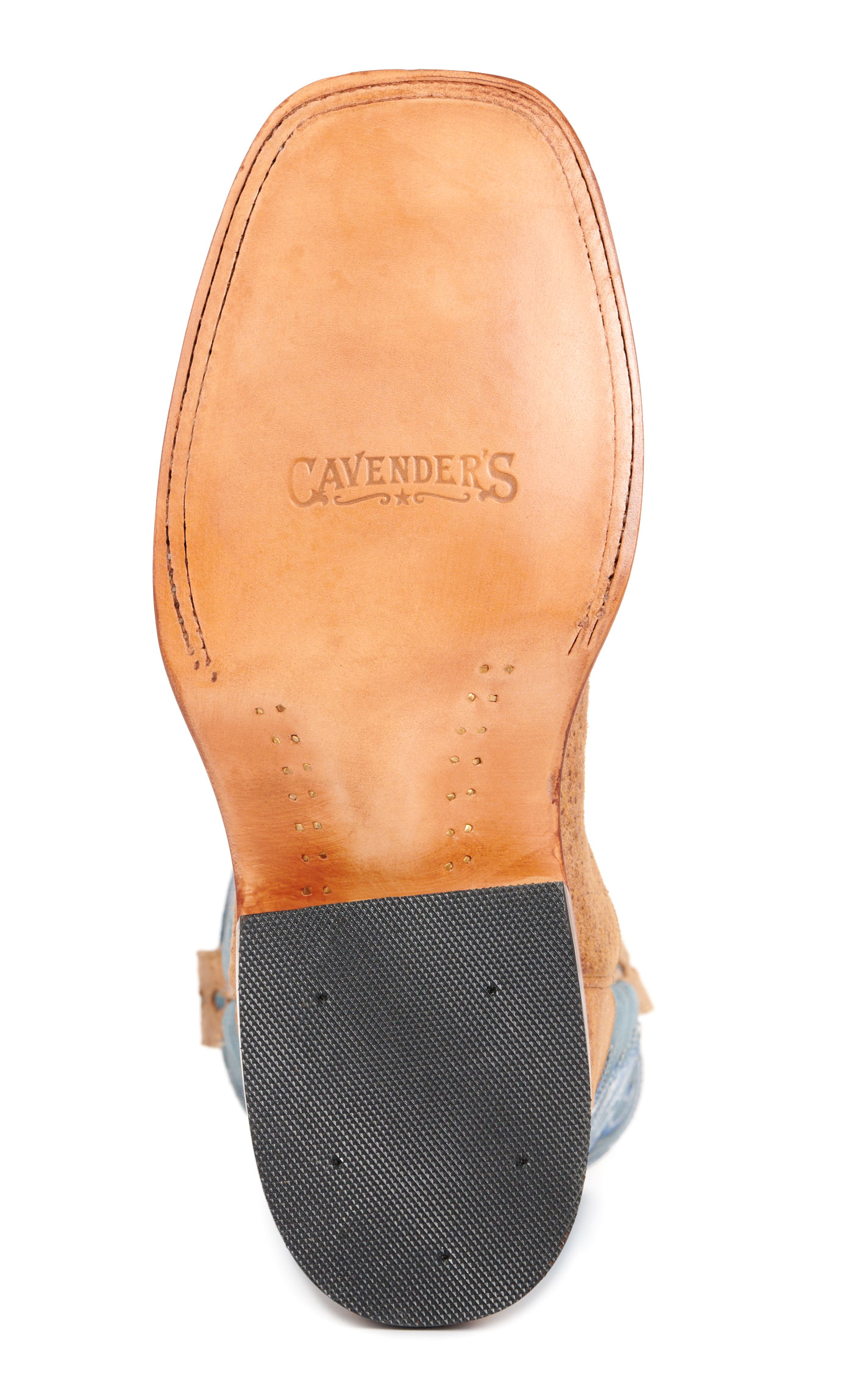 Cavender's Men's Sand Boar and Blue Wide Square Toe Cowboy Boots - Image 1