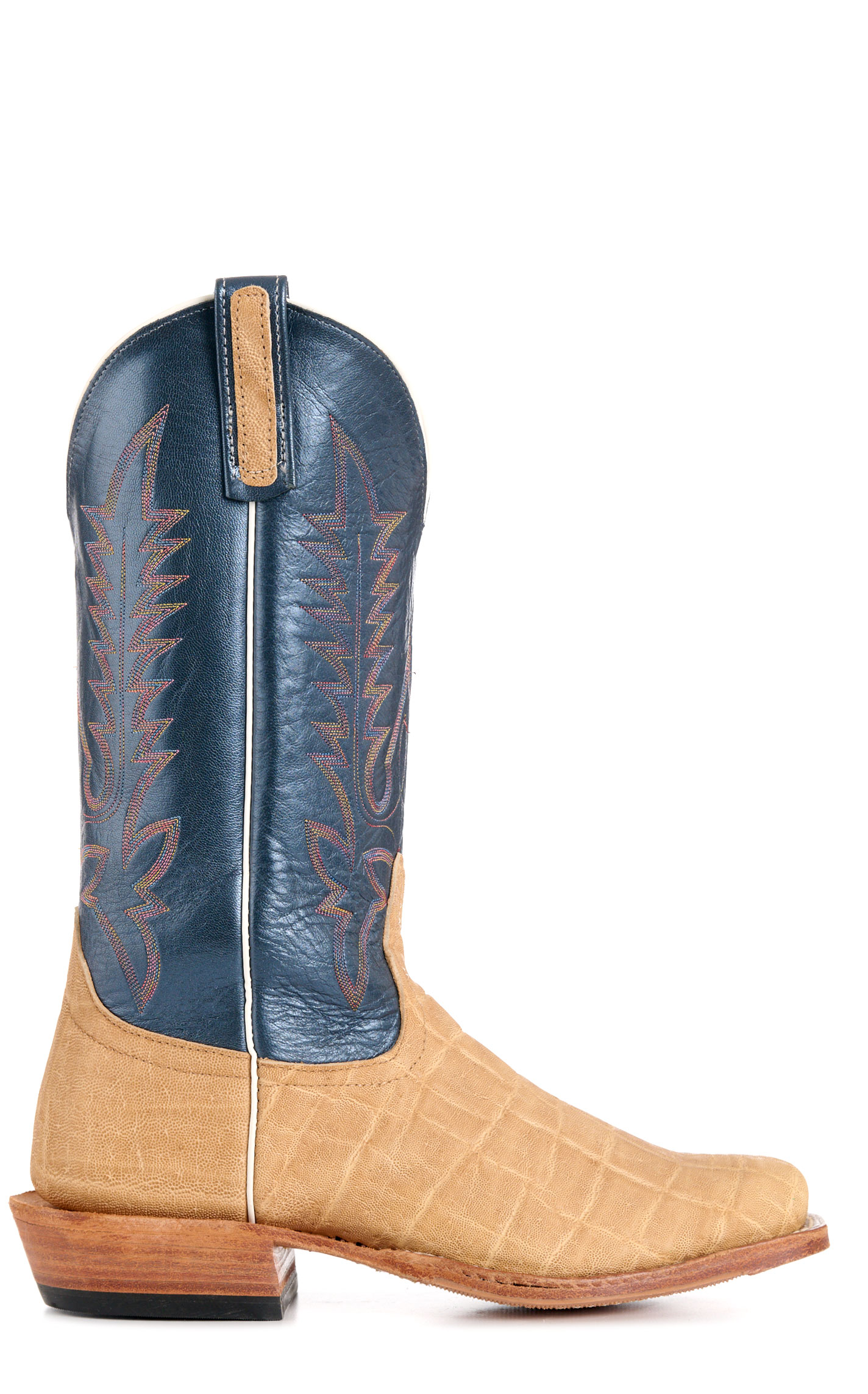 Anderson Bean Men's Regal Blue & Umber Elephant & Kidskin Cutter Toe Cowboy Boots - Image 1