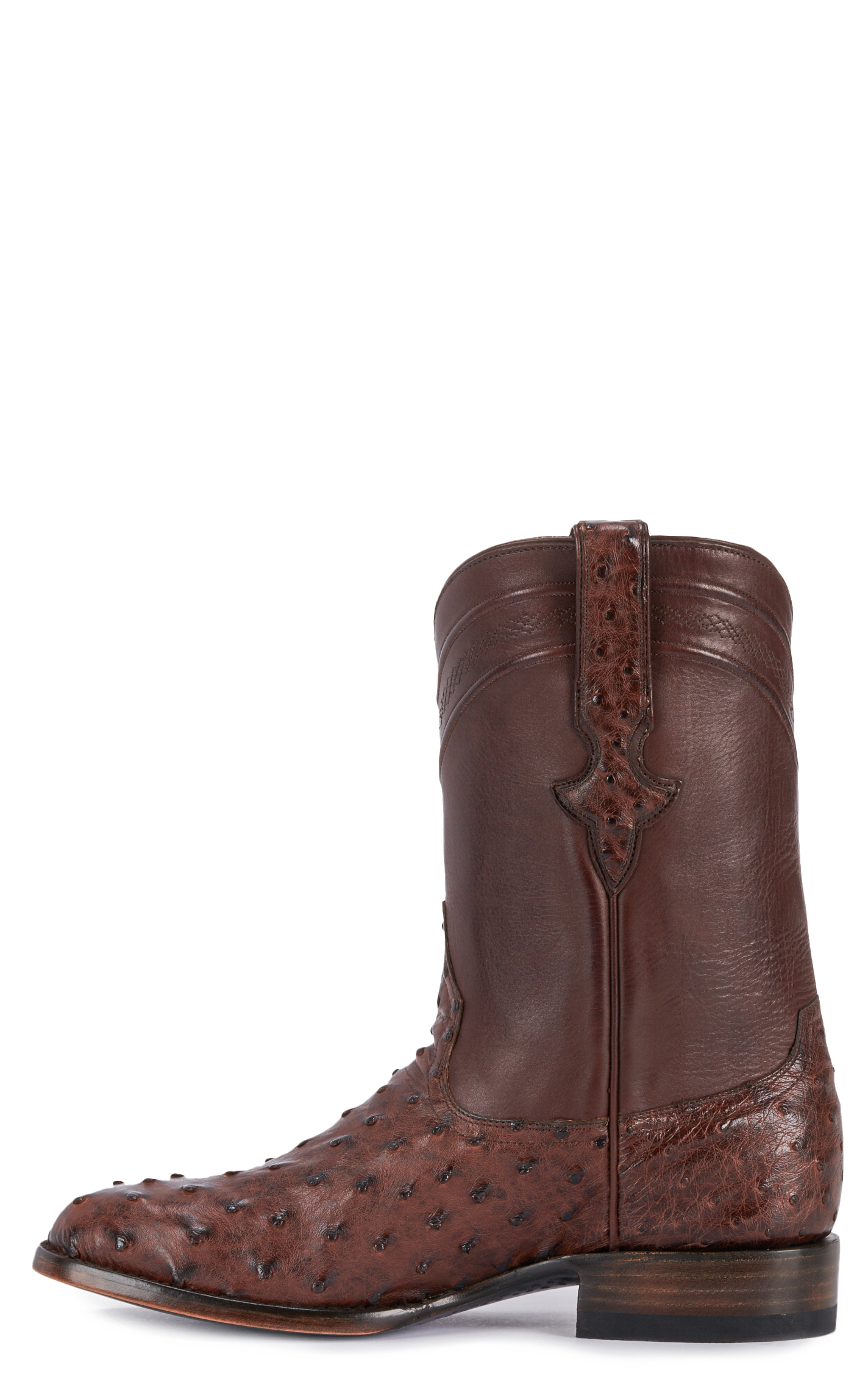 JRC & Sons Men's Miguel Full Quill Ostrich Round Toe Exotic Roper Boot in Tobacco - Image 1