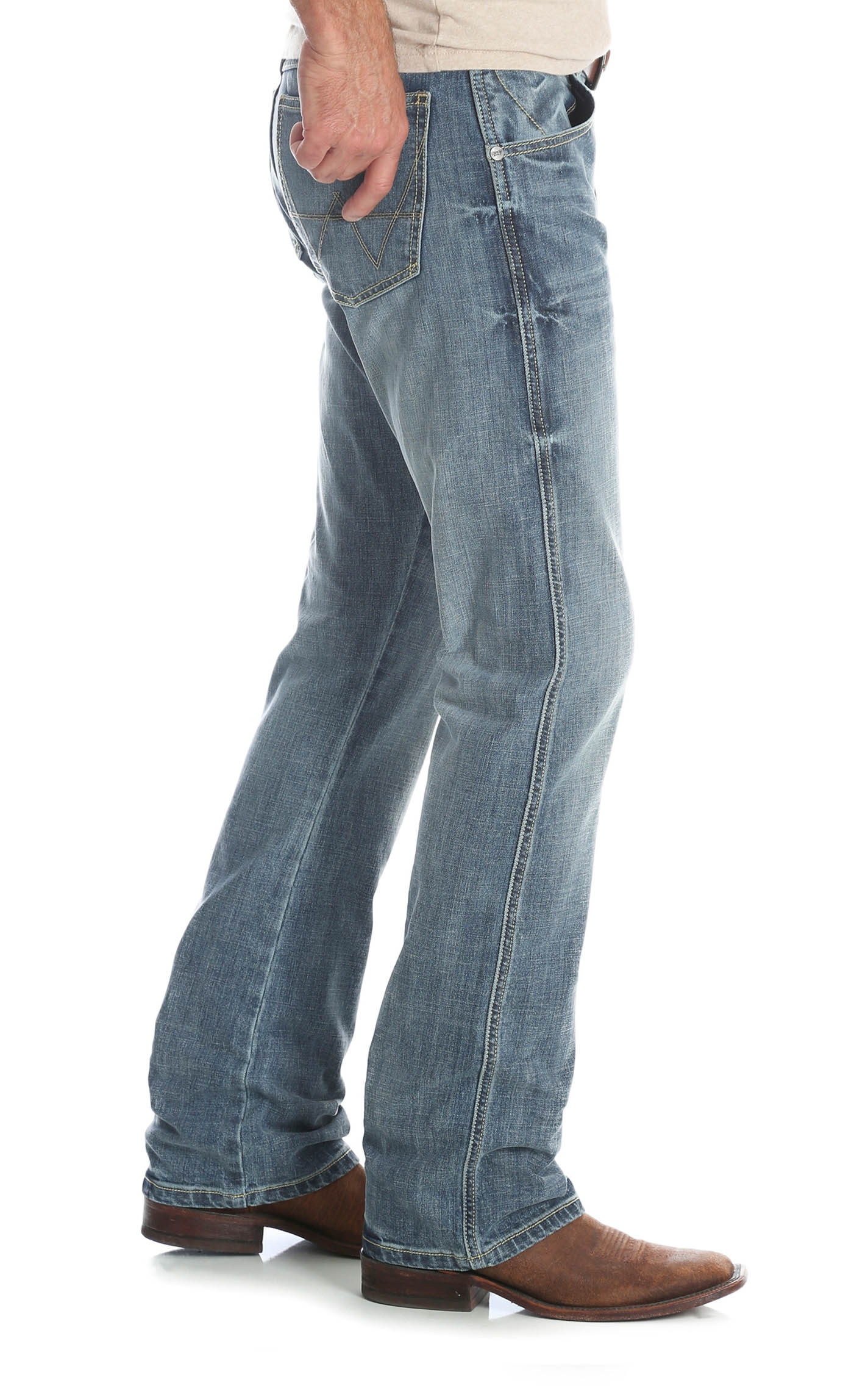 Wrangler Retro Men's Greely Light-Medium Wash Slim Fit Boot Cut Jeans - Tall - Image 1