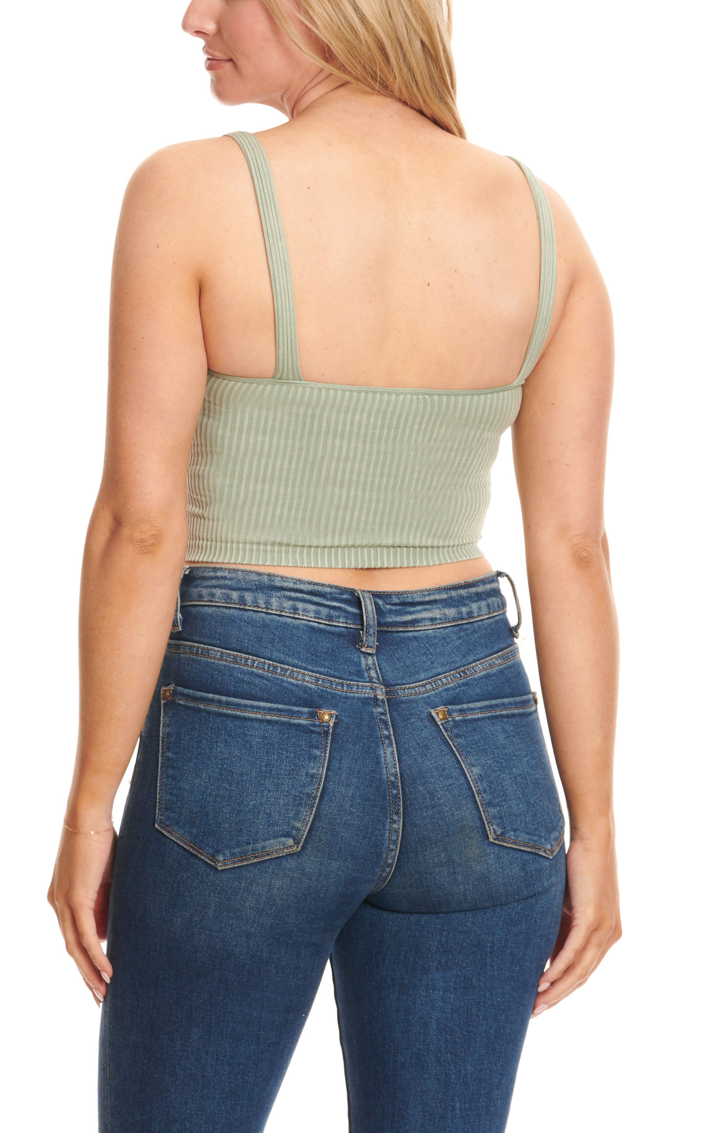 Wishlist Women's Sweet Sage Ribbed Knit Cropped Cami - Image 2