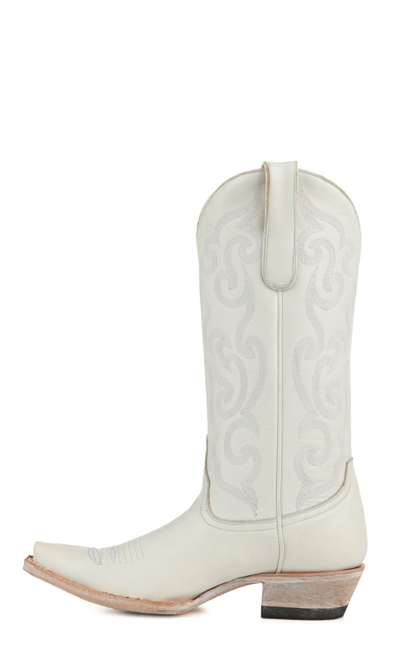 Cavender’s Women’s Leather White with Tonal Embroidery Snip Toe Cowboy Boots     - Image 1