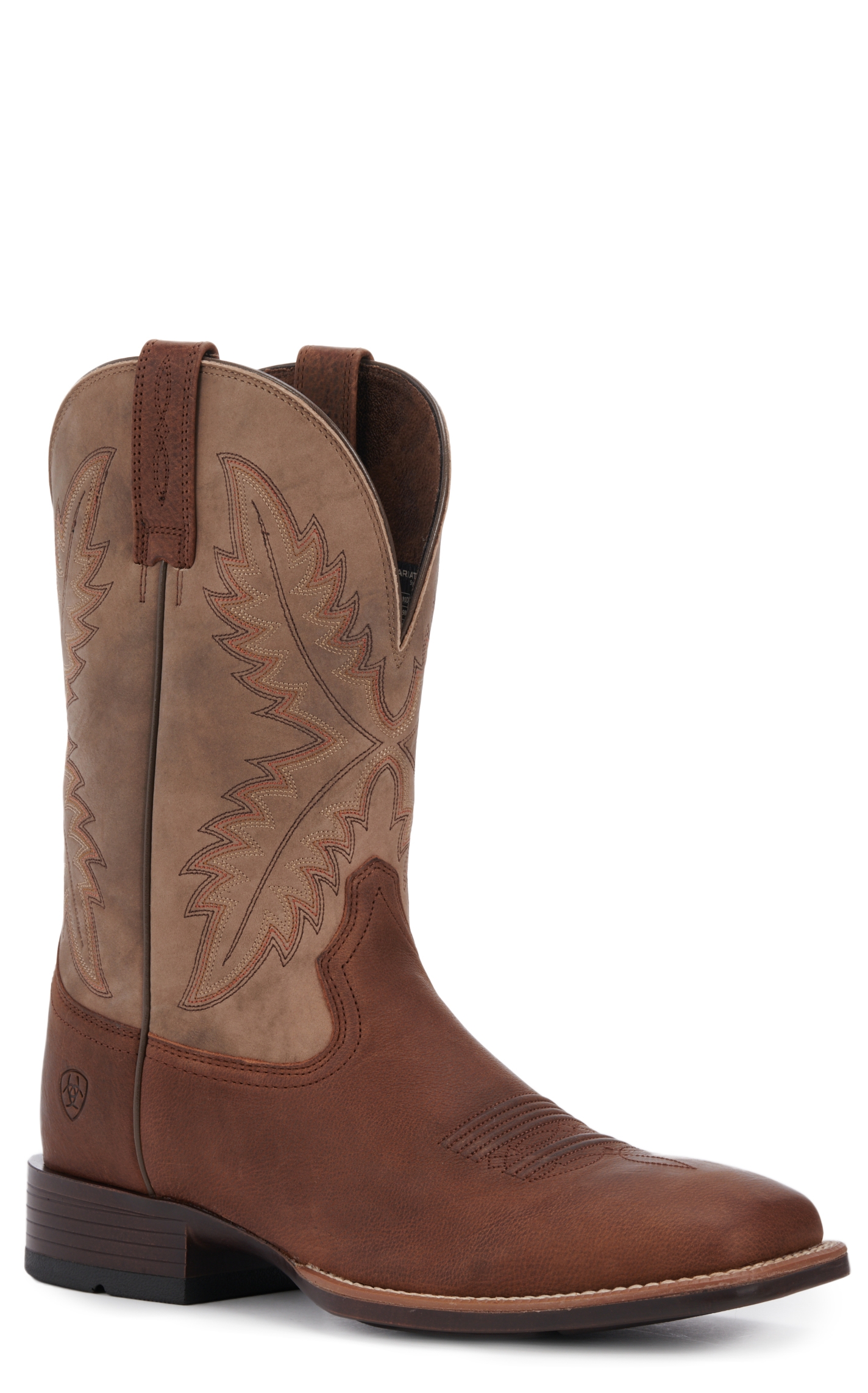 Ariat Men's Rawly Ultra Barrel Brown and Orro Brown Leather Wide Square Toe Cowboy Boots - Image 1