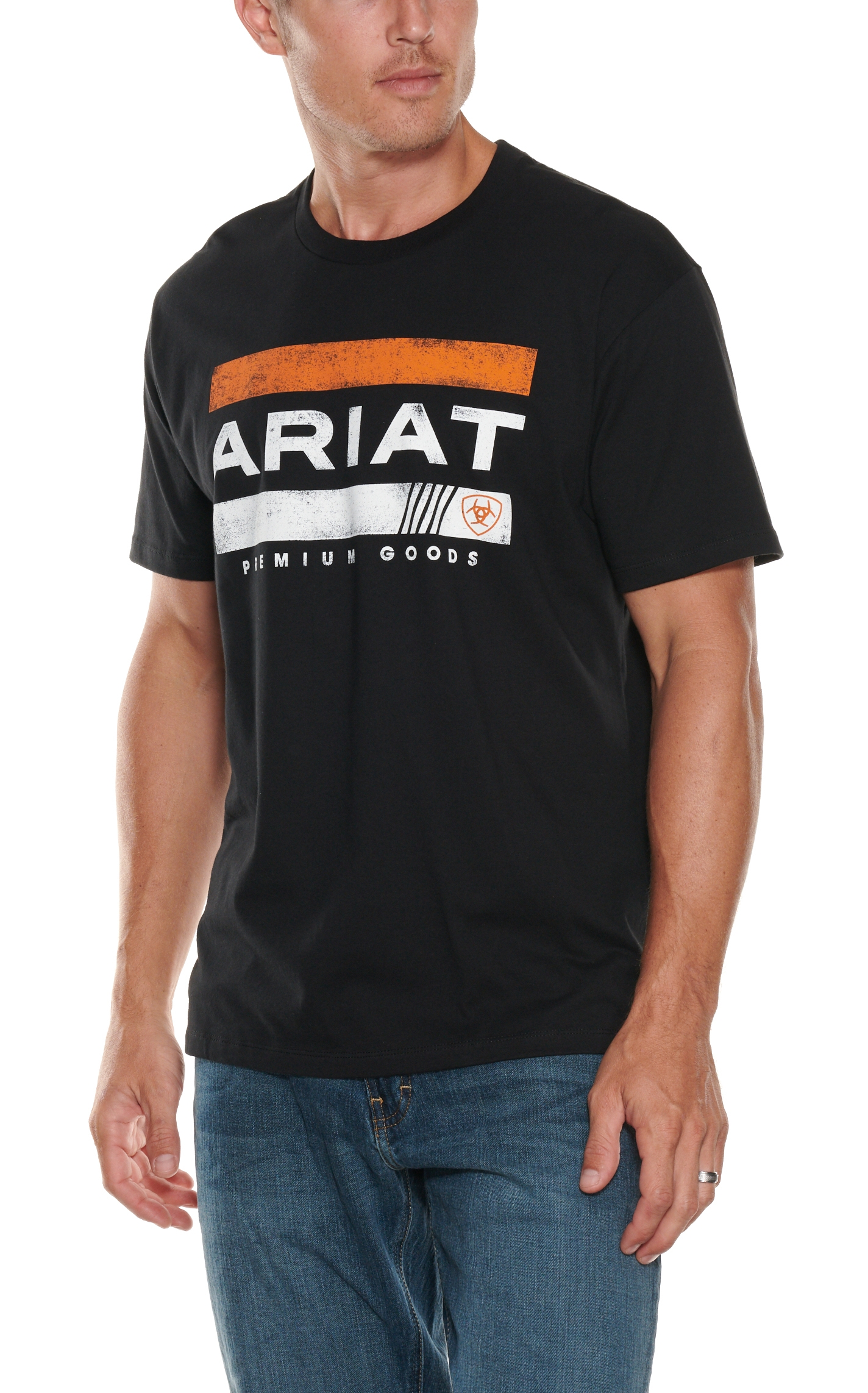 Ariat Men's Black Bar Stripe Logo T-Shirt - Image 1