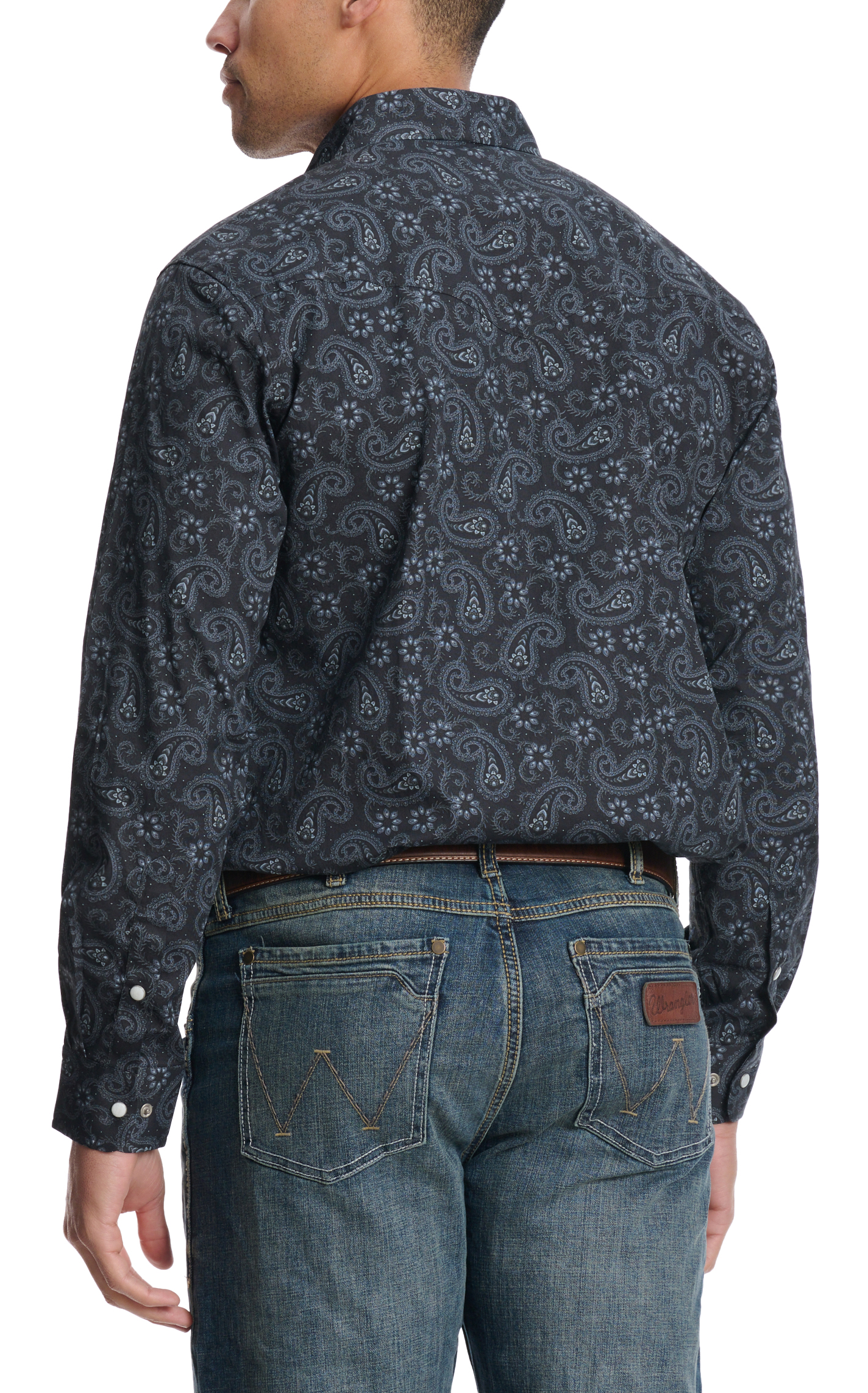 Rafter C Men's ProFlex45 Black & Gray Paisley Western Shirt - Image 1