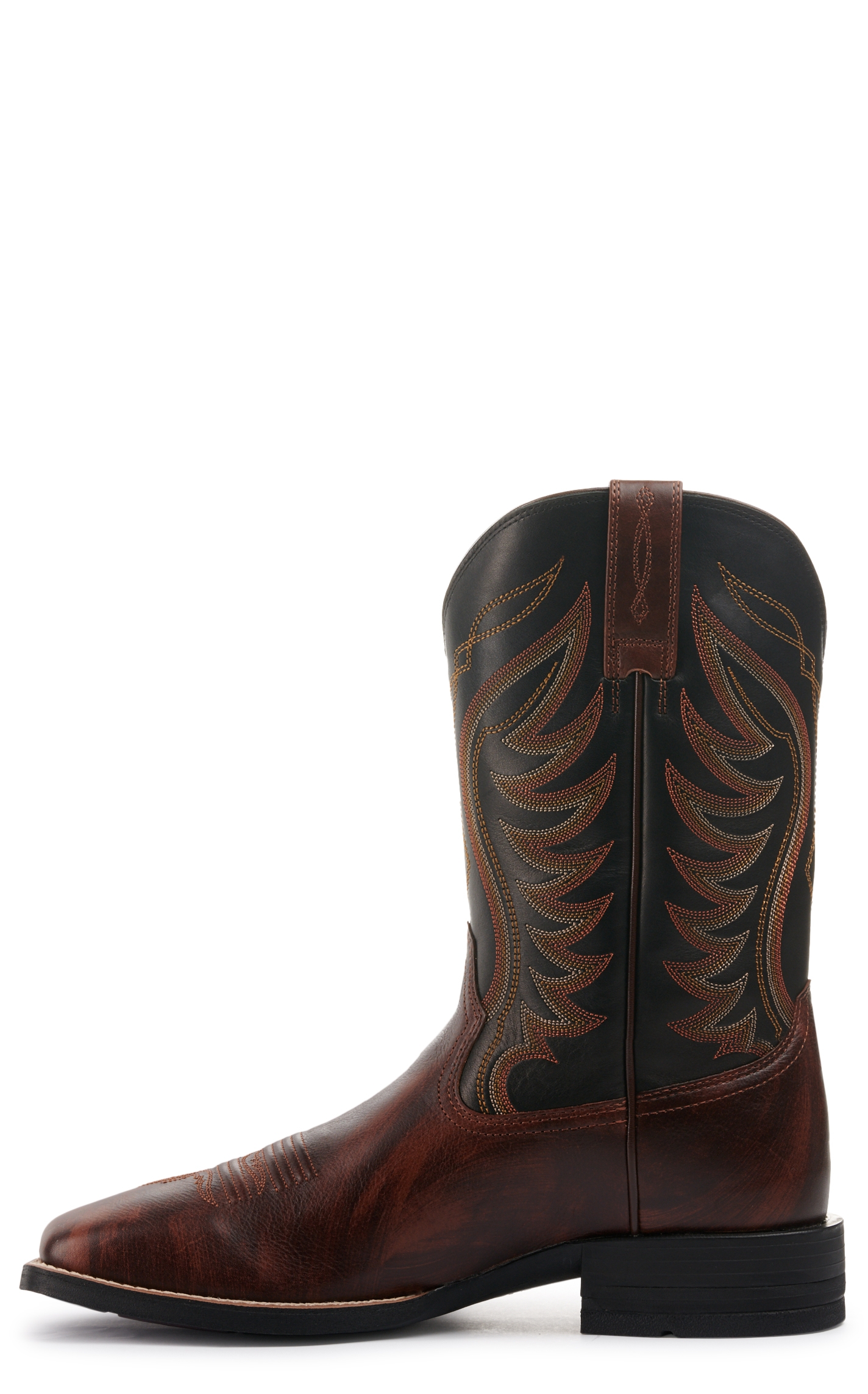 Ariat Men's Amos Shock Shield Barnwood Brown & Black Wide Square Toe Cowboy Boots - Image 1