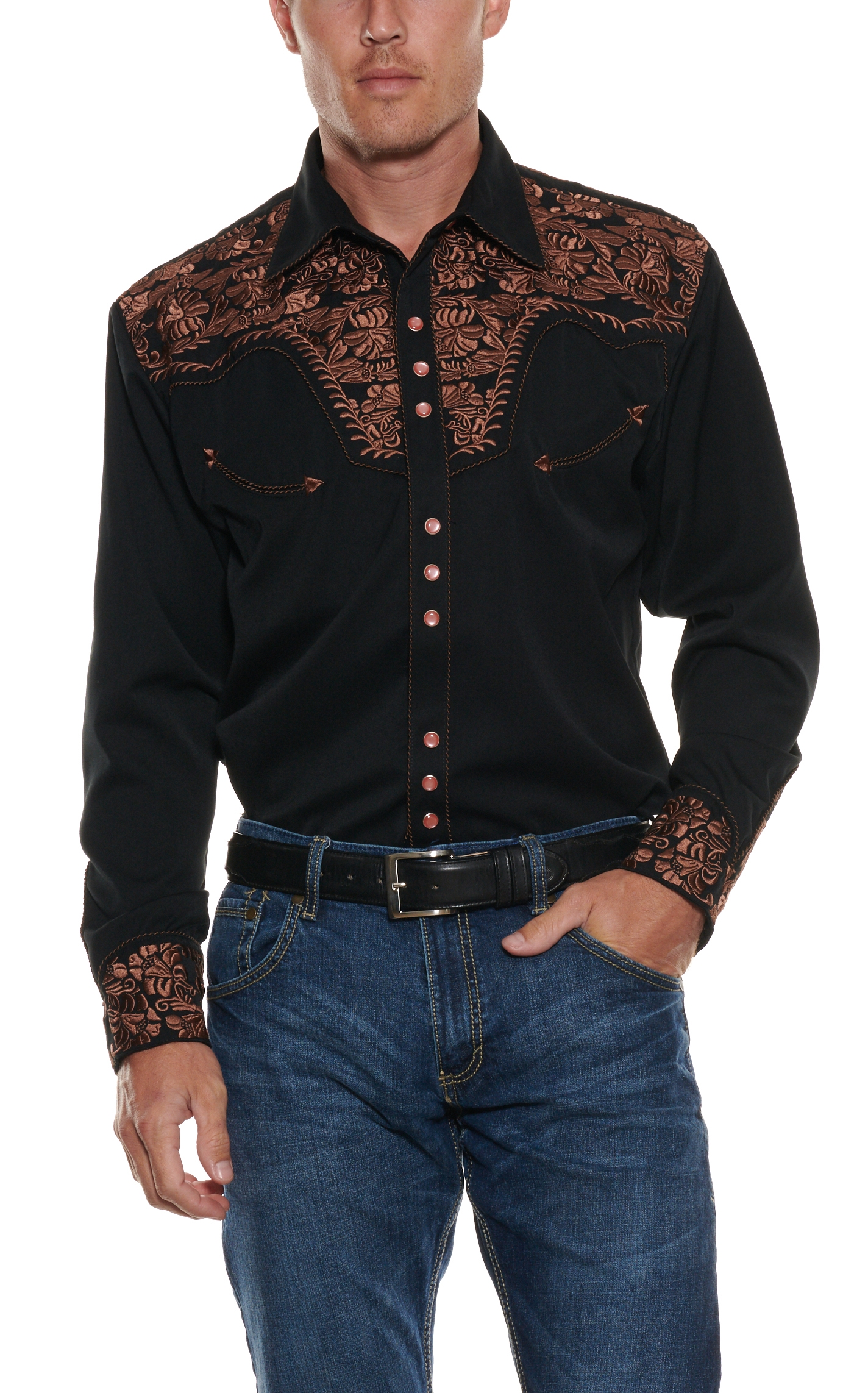 Scully Men's Black Legends Gunfighter Long Sleeve Western Shirt - Image 1