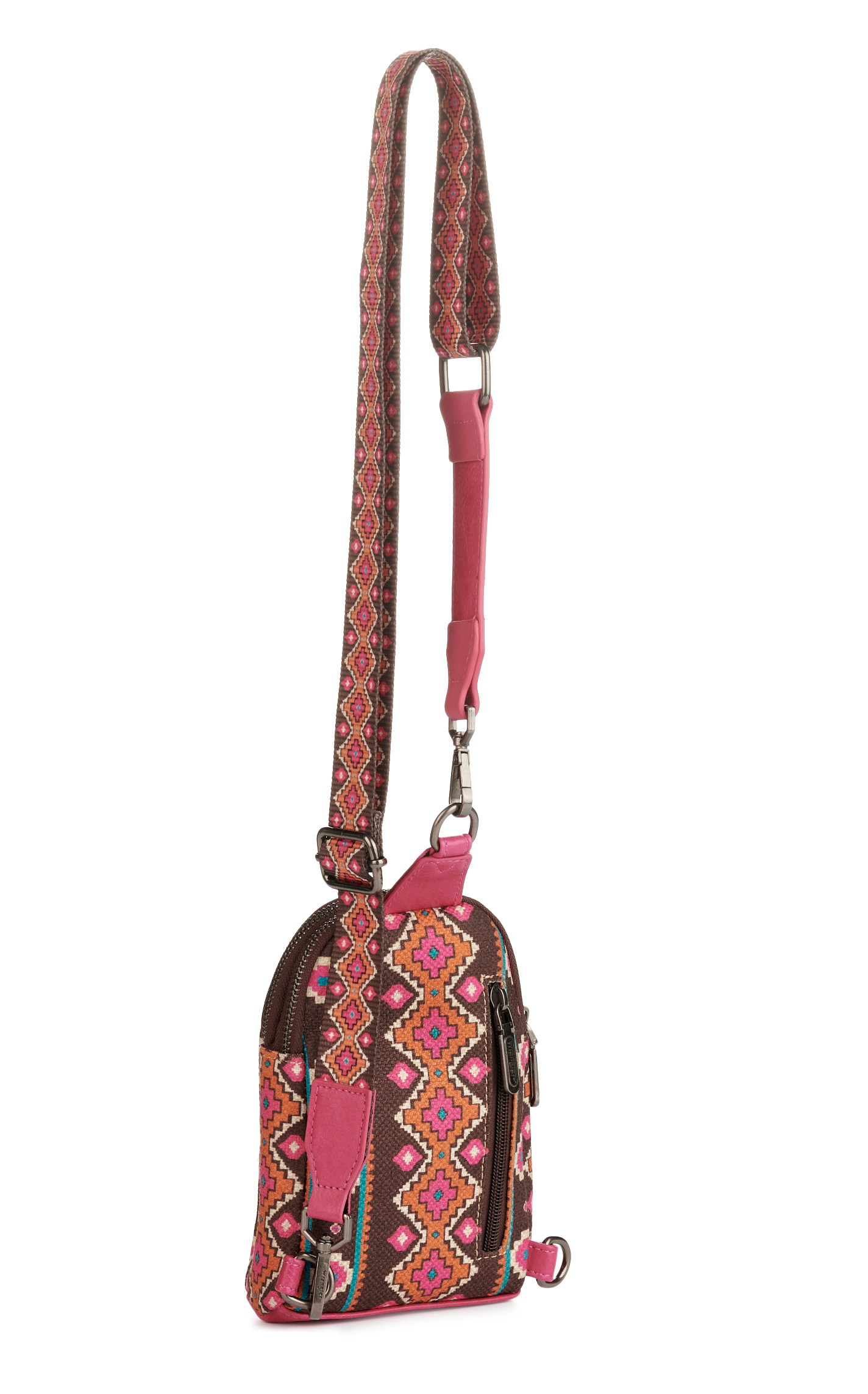 Wrangler Hot Pink & Chocolate Aztec Sling Bag  - Image 1