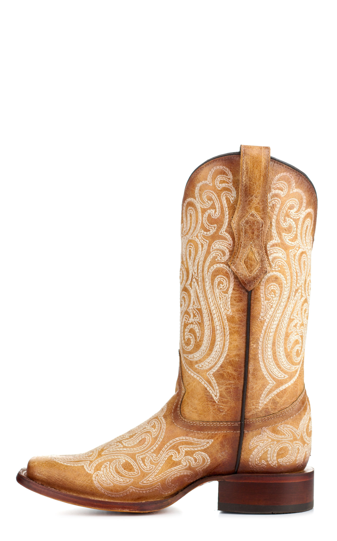Corral Women's Straw Brown with Luminescent Embroidery Square Toe Cowboy Boots - Image 1