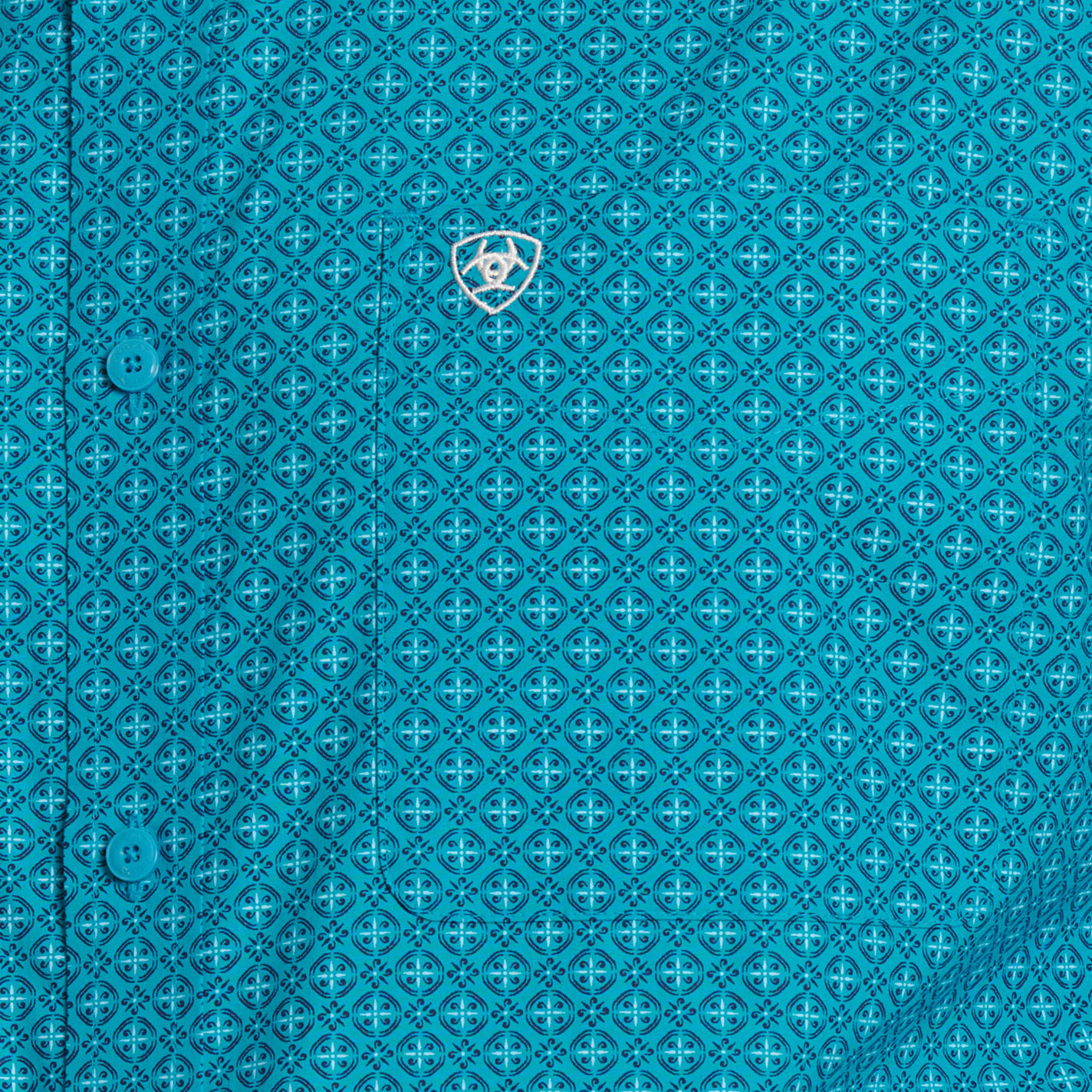 Ariat Men's Wesson Blue & Turquoise Geo Print Long Sleeve Western Shirt - Image 3