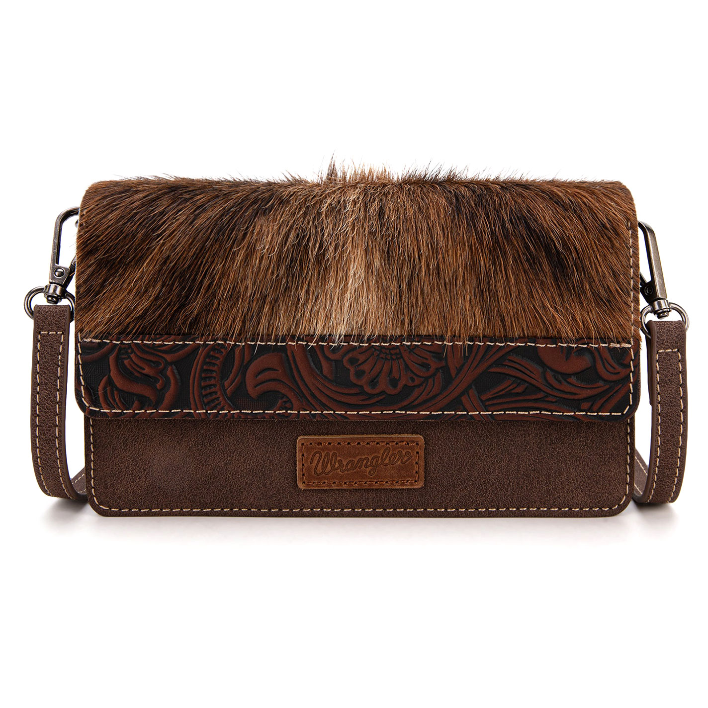 Wrangler Mahogany & Coffee Hair on Hide Mini-Crossbody Bag - Image 1