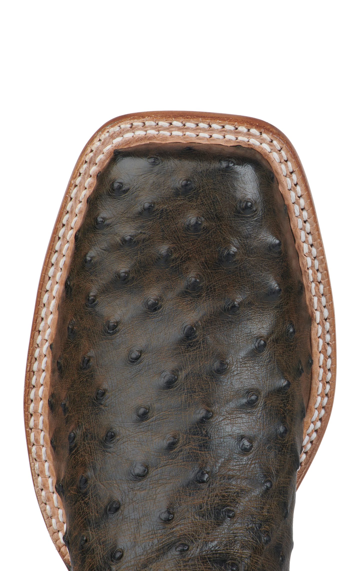 Tony Lama Men's Dark Brown Full Quill Ostrich and Tan Wide Square Toe Exotic Cowboy Boots - Cavender's Exclusive - Image 1