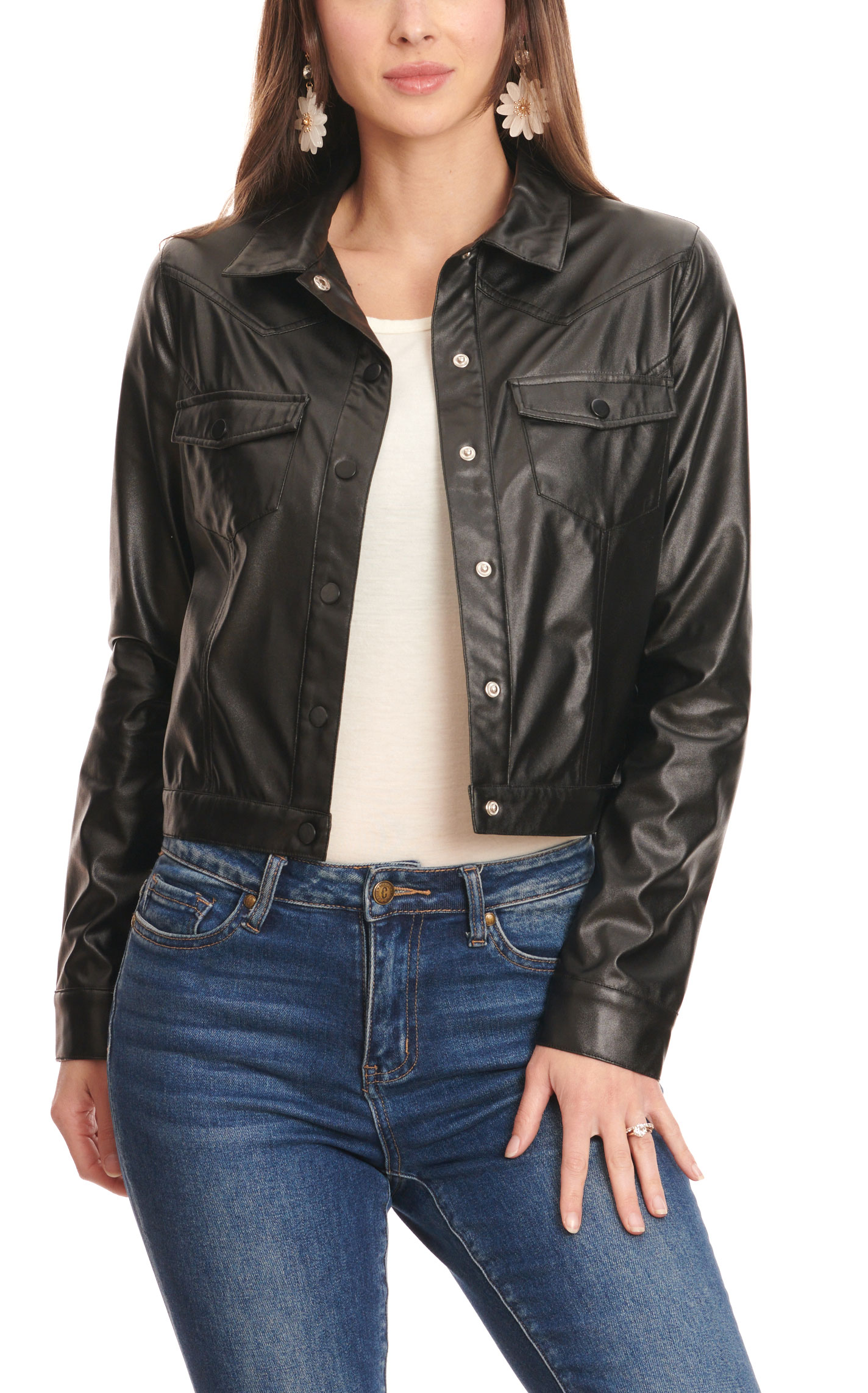Rockin C Women's Black Faux Leather Jacket - Image 1