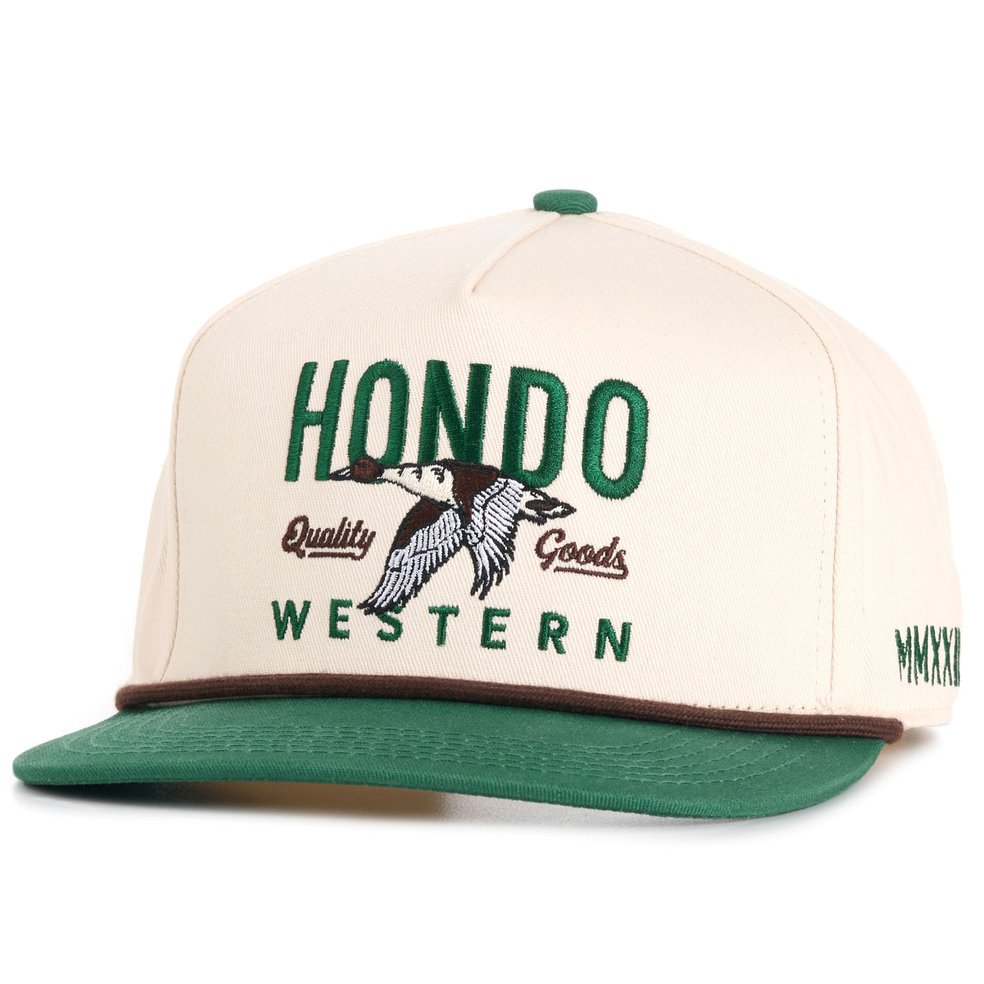 Hondo Bone & Green Embroidered Duck Logo Cap - Image 1