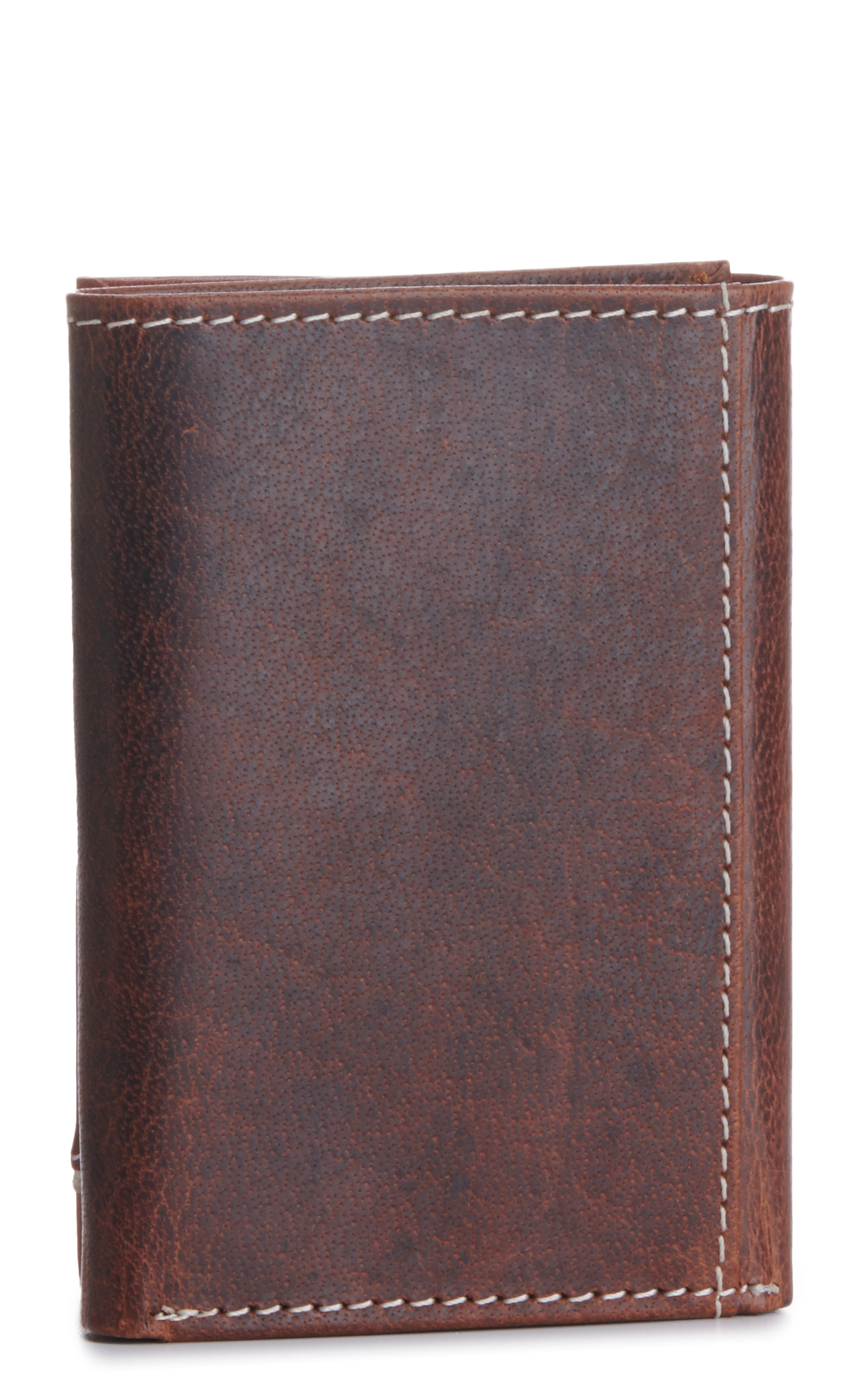 Ariat Men's Brown with Tan Overlay and Embossed Shield Logo Trifold Wallet - Image 1