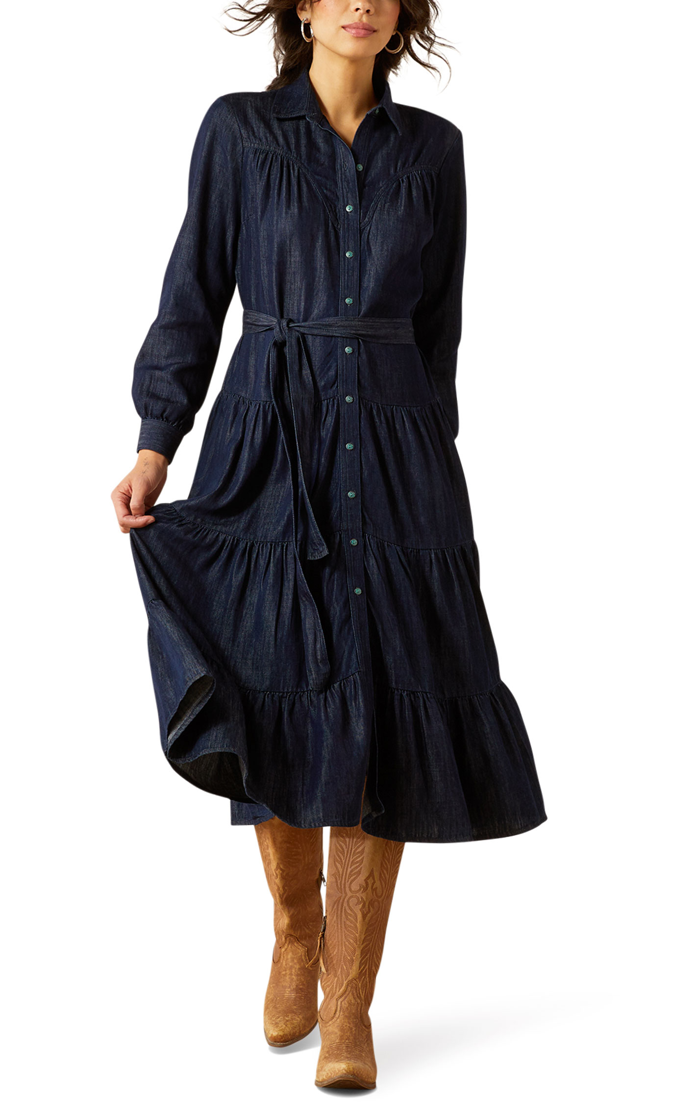 Ariat Women's Sahara Blue Denim Tiered Dress - Image 1
