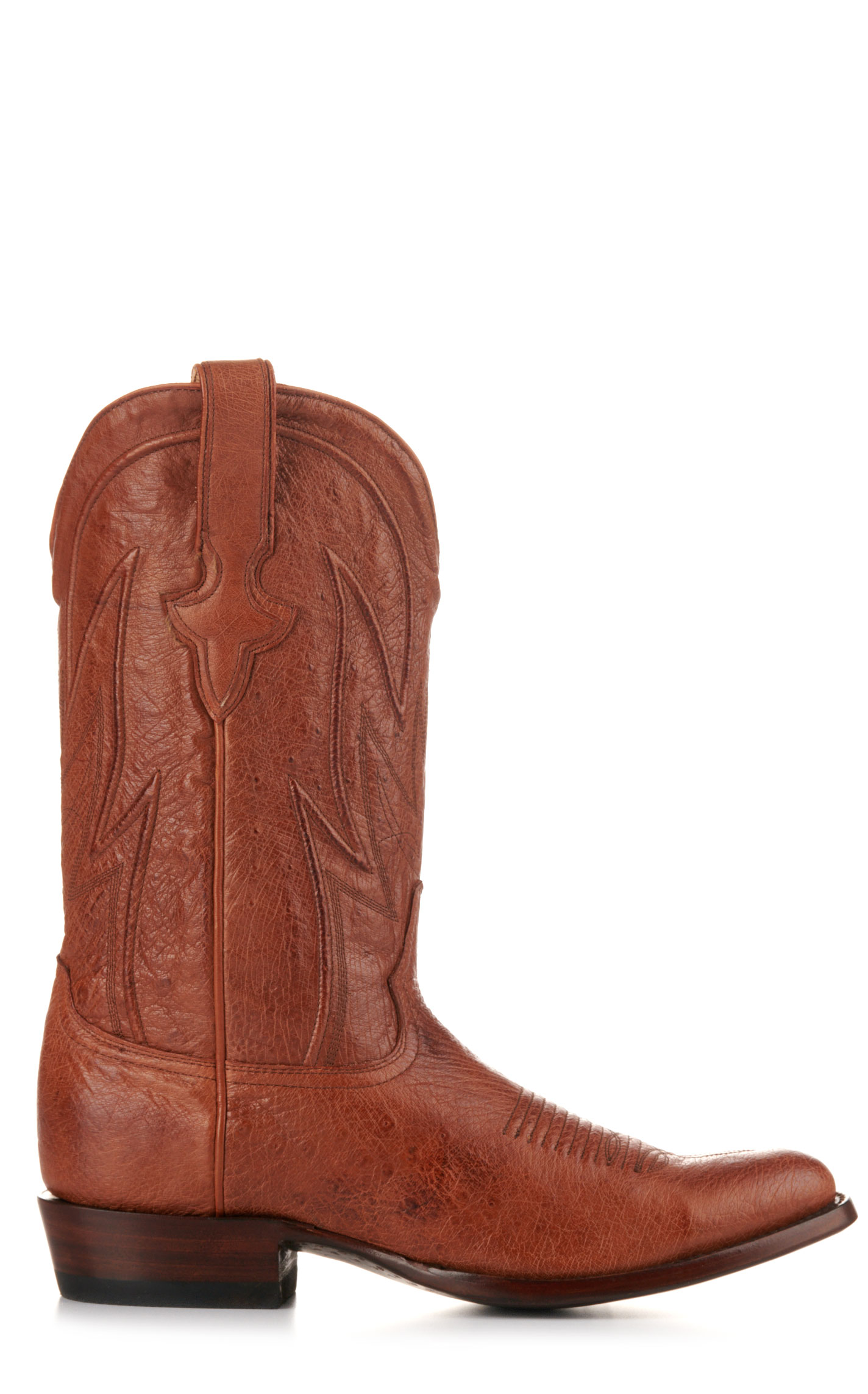 JRC & Sons Men's Cooper Smooth Quill Ostrich Round Toe Exotic Cowboy Boot in Antique Cognac - Image 1