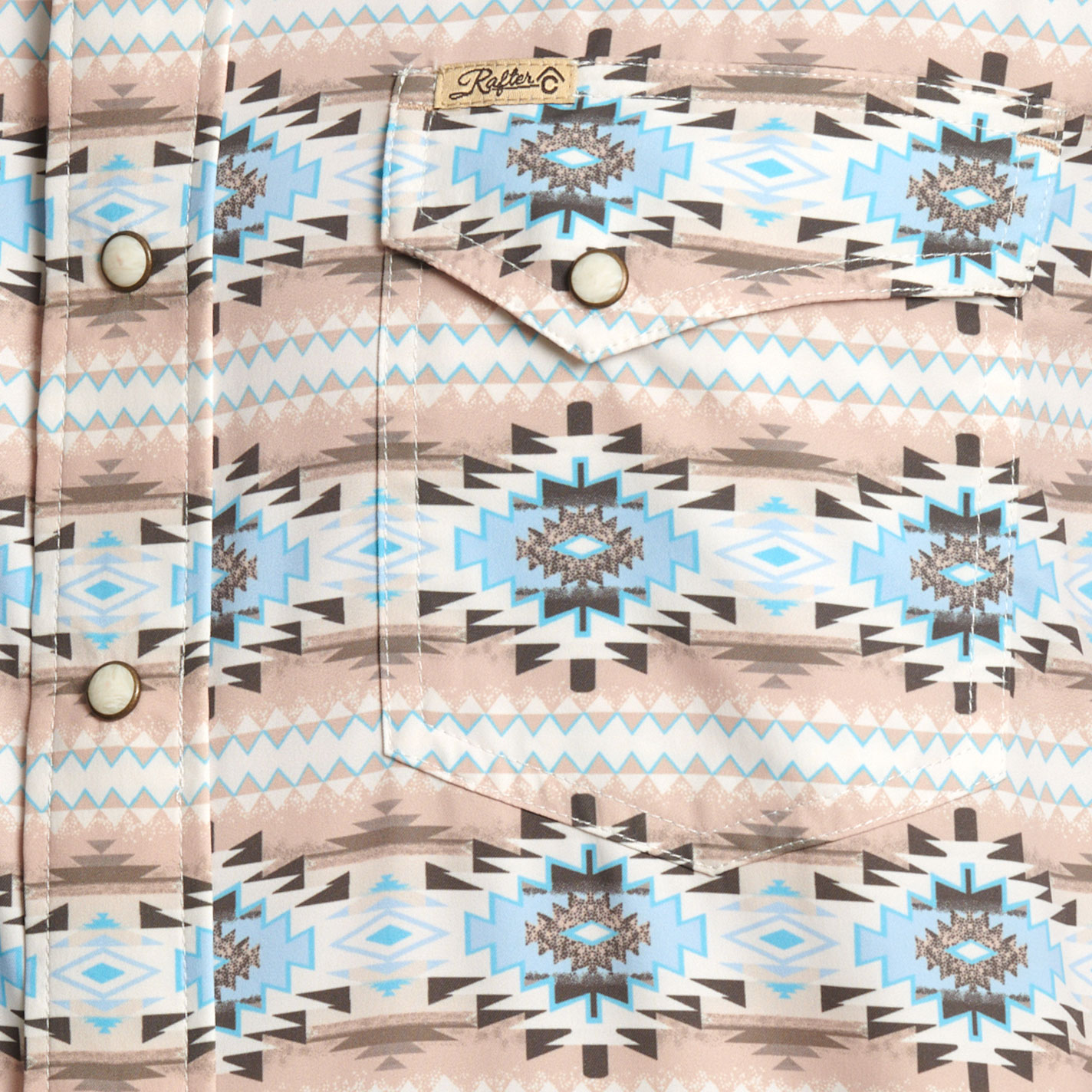 Rafter C Men's Khaki & Blue Aztec Print Shirt - Image 1