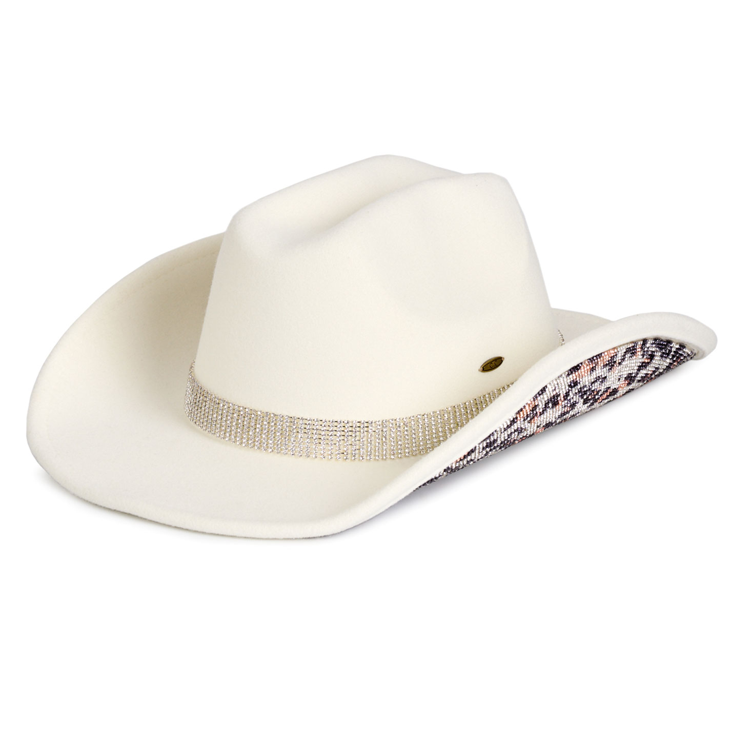 Girlie Girl Originals Women's Ivory Leopard Bling Wool Cowboy Hat - Image 1