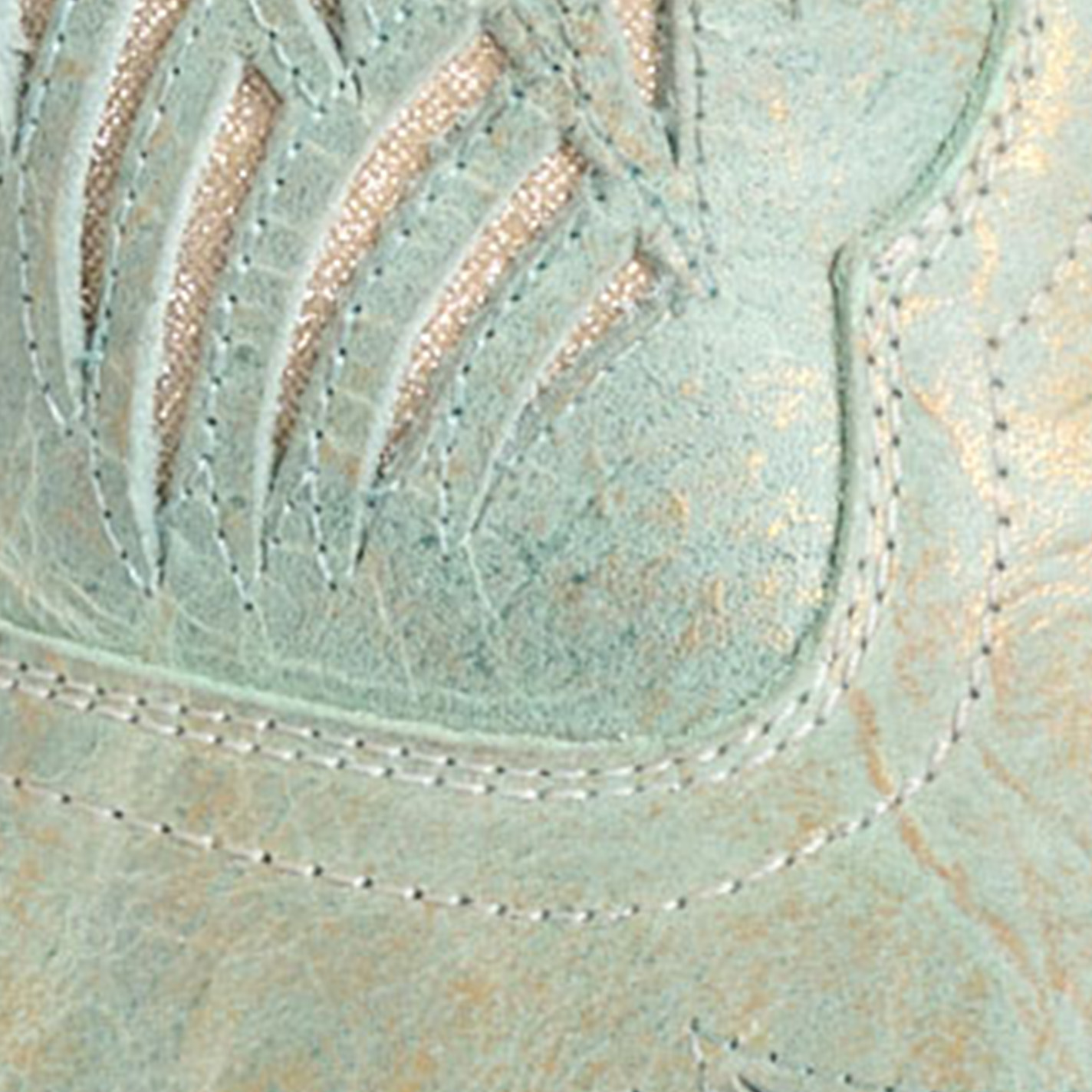 Rockin C Women's Pale Mint Brushed Gold Sparkle Inlay Snip Toe Boots - Image 1