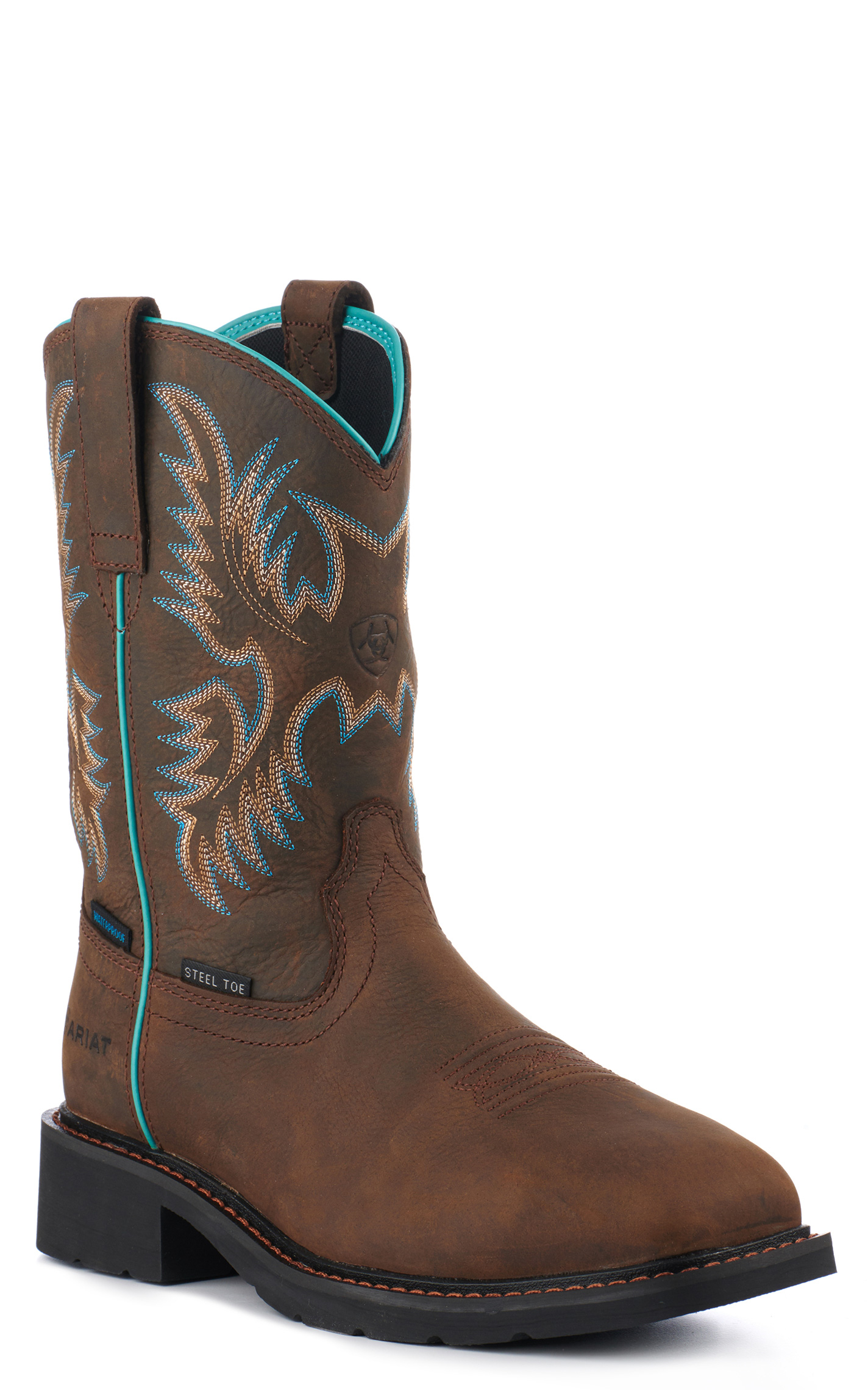Ariat Women's Krista Dark Brown Waterproof Wide Square Steel Toe Work Boots - Image 1