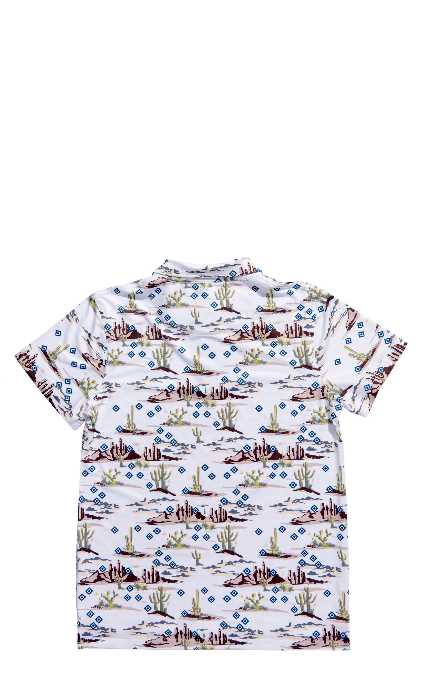 Rafter C Boy's White Aztec Cactus Print Polo Shirt - Image 1