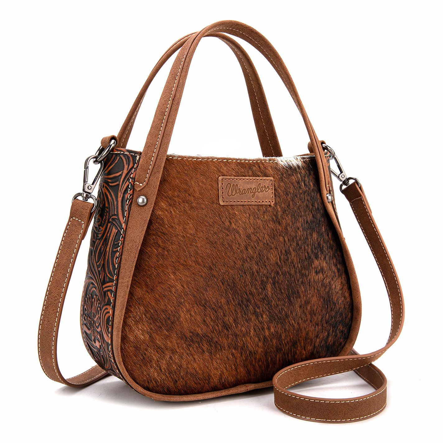 Wrangler Rich Toasted Cinnamon Hair on Hide Crossbody Bag - Image 1