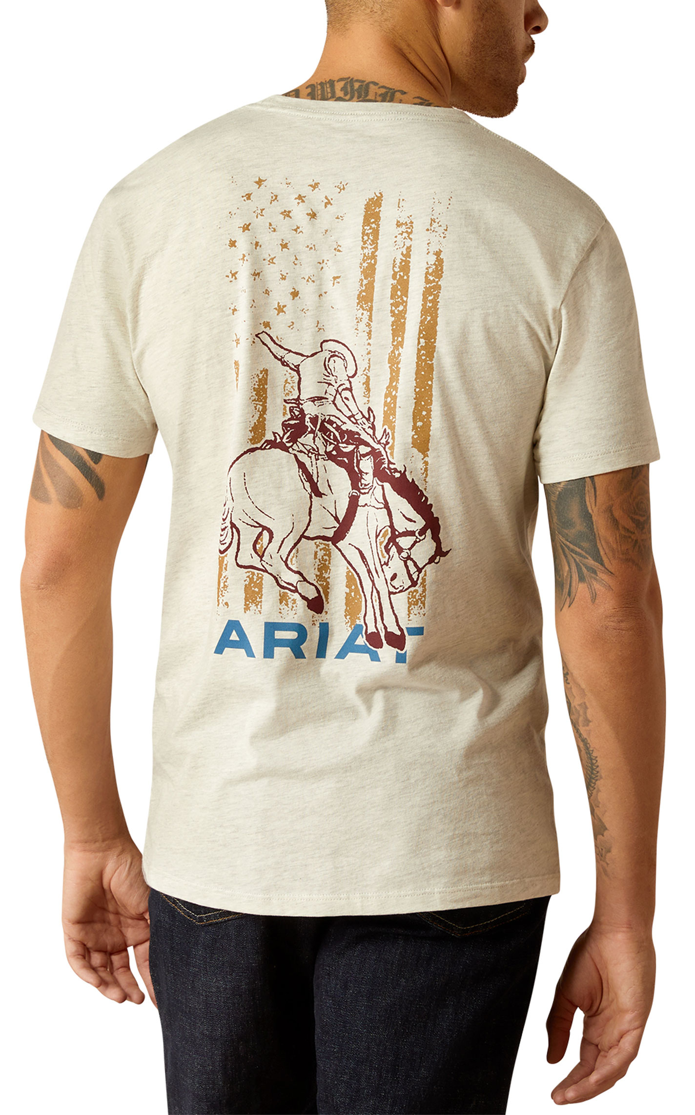 Ariat Men's Sand Bronc & Rider Flag Logo Graphic T-Shirt - Image 1