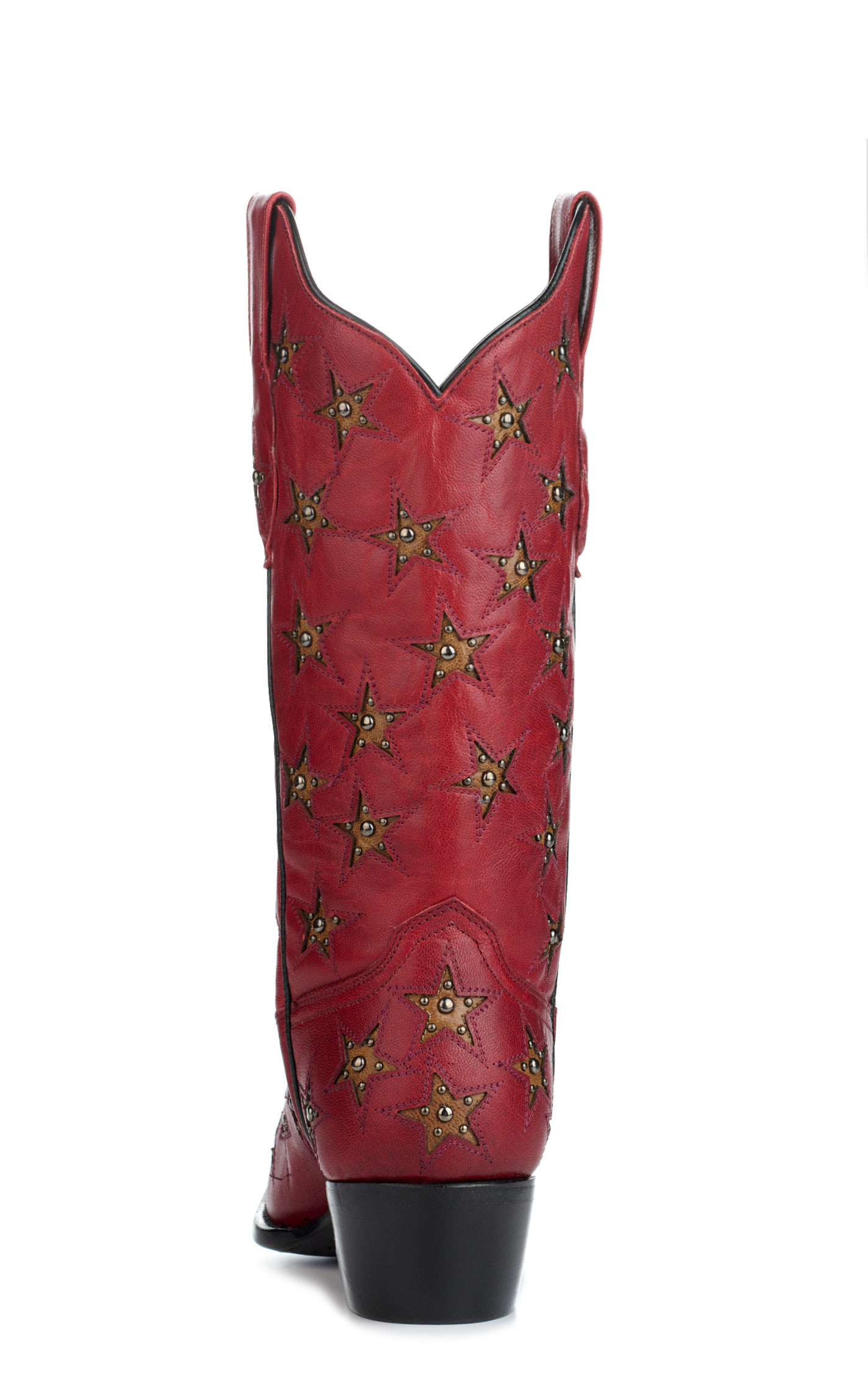 Black Star Women's Marfa Red with Dark Gold Star Inlays Snip Toe Cowboy Boots - Image 7