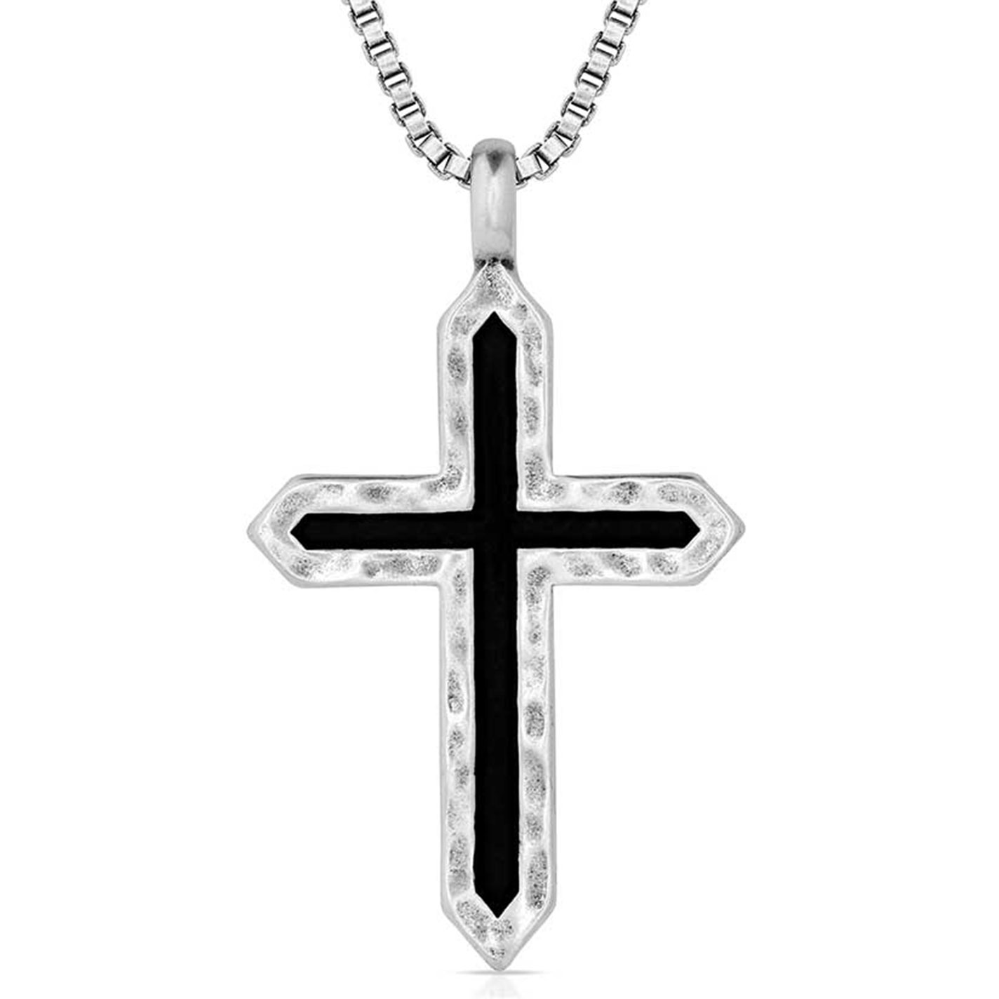 Montana Silversmiths Men's Silver Cross Pendant Necklace - Image 2