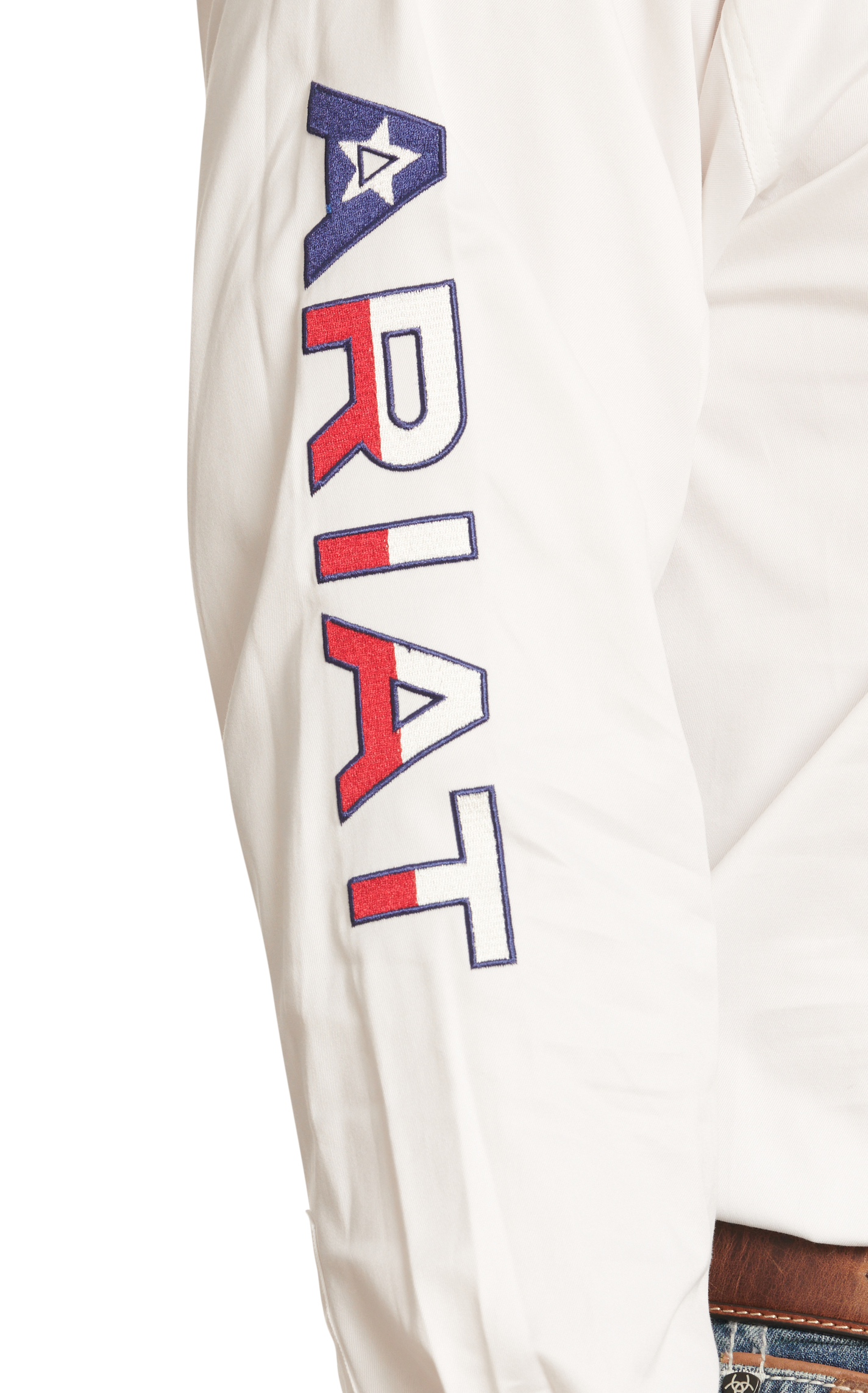 Ariat Men's Team White & Texas Flag Logo Western Shirt  - Image 1