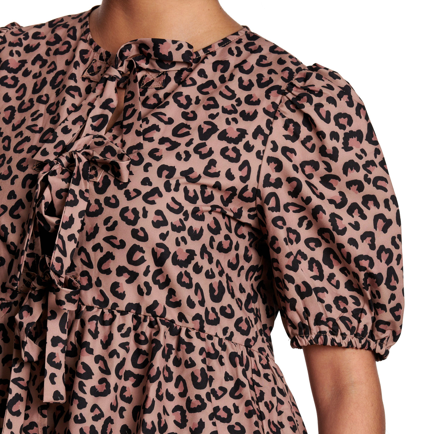 Marigold Kiss Women's Leopard Print Bow Tie Top - Image 1