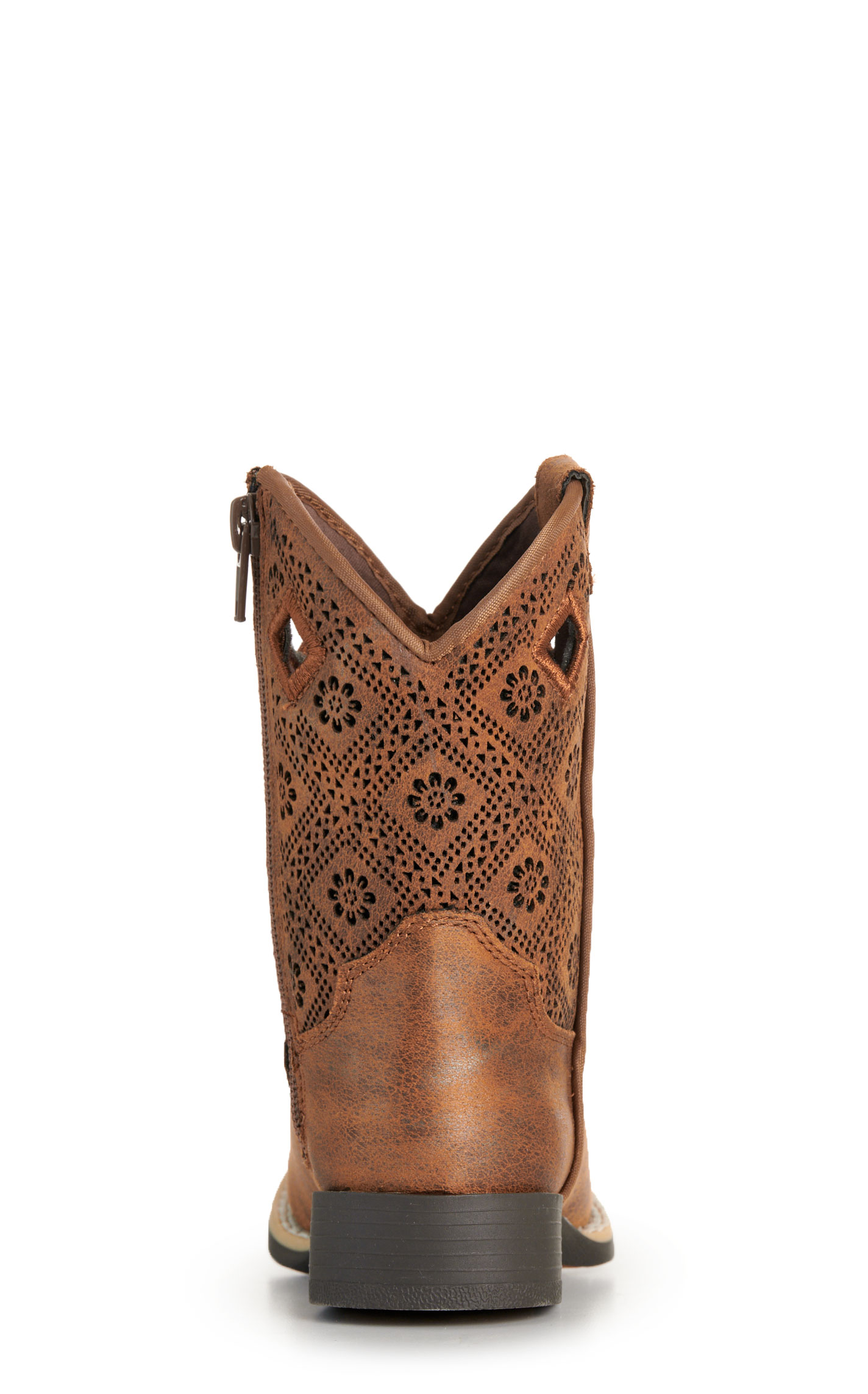 Twister Toddler Prue Caramel Perforated Floral Square Toe Boots - Image 1
