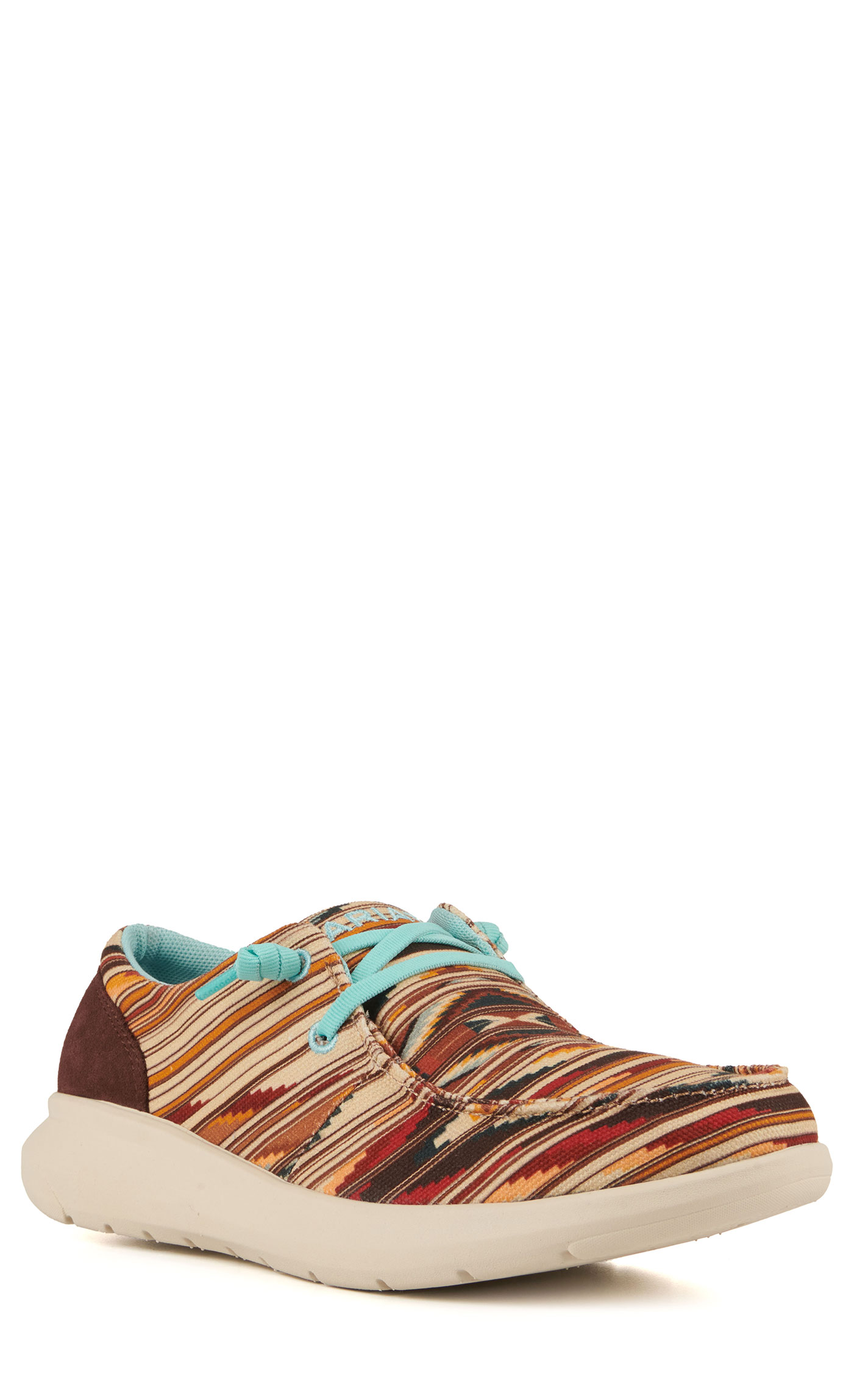 Ariat Women's Hilo Chimayo Tan Santa Fe Print Canvas Lace Up Casual Shoes - Image 1