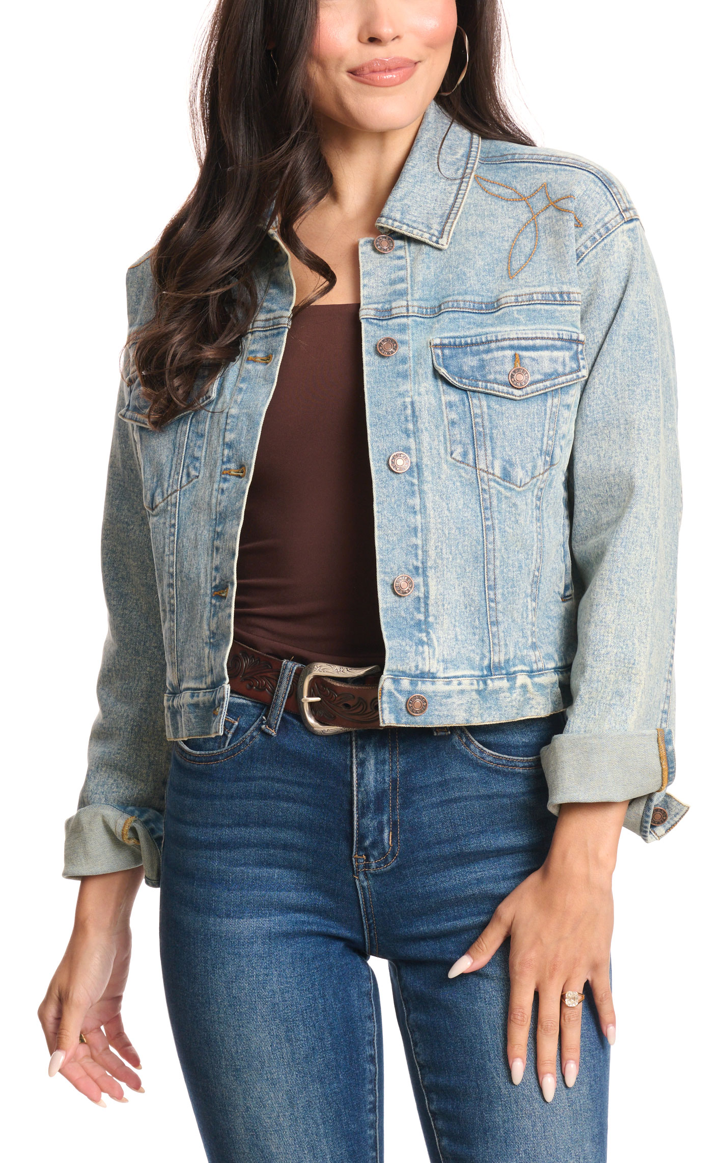Rockin' C Women's Light Wash Boot Stitch Jacket - Image 1