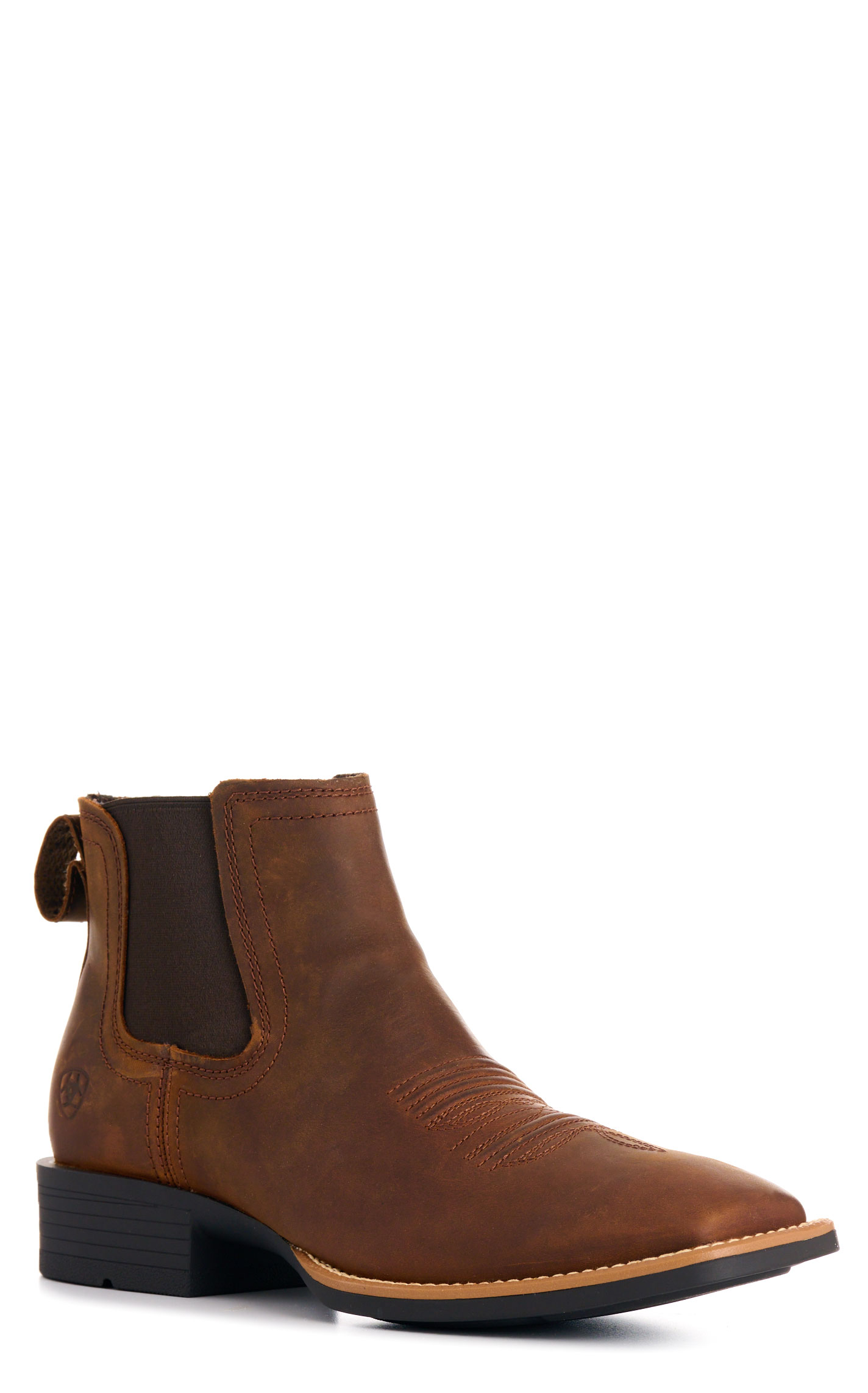Ariat Men’s Booker Ultra Distressed Tan Square Toe Cowboy Boots - Image 1