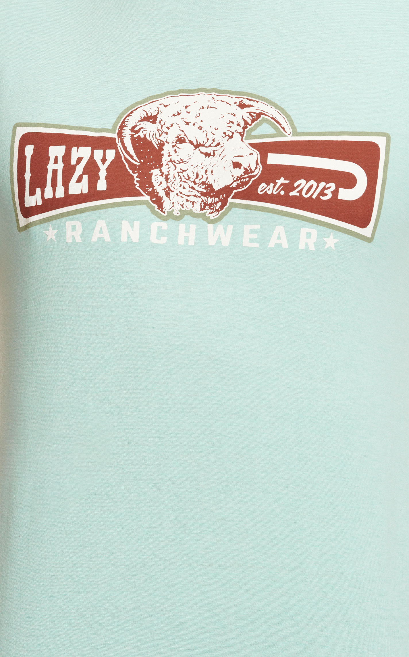 Lazy J Ranchwear Men's Sea Green with Bull Rust Logo Graphic Short Sleeve T-Shirt - Image 1
