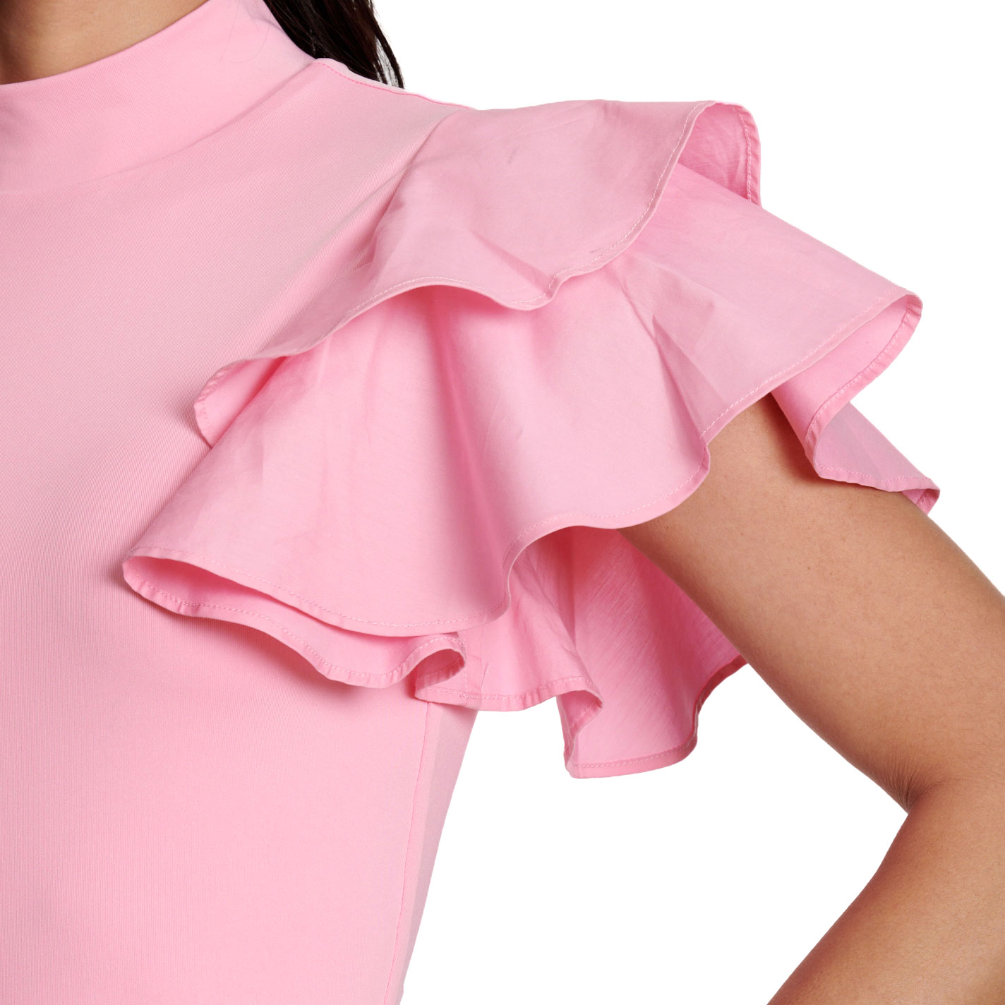 Rockin C Women’s Light Pink Ruffle Sleeve Knit Top - Image 1