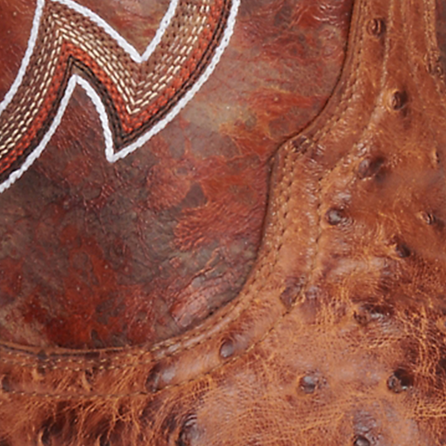 Cavender’s Women’s Honey Goat Leather and Cognac Full Quill Ostrich Exotic Wide Square Toe Cowboy Boots - Image 1