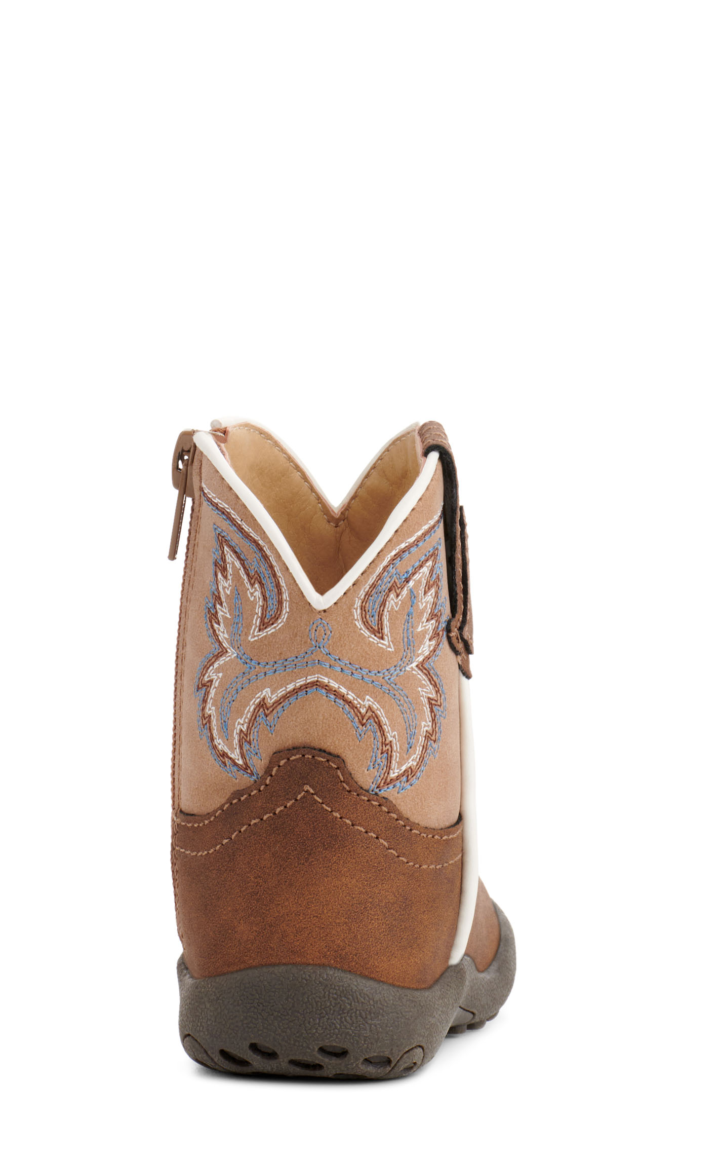Roper Infant Eastwood Brown and Tan Faux Leather Round Toe Cowboy Boots - Image 1