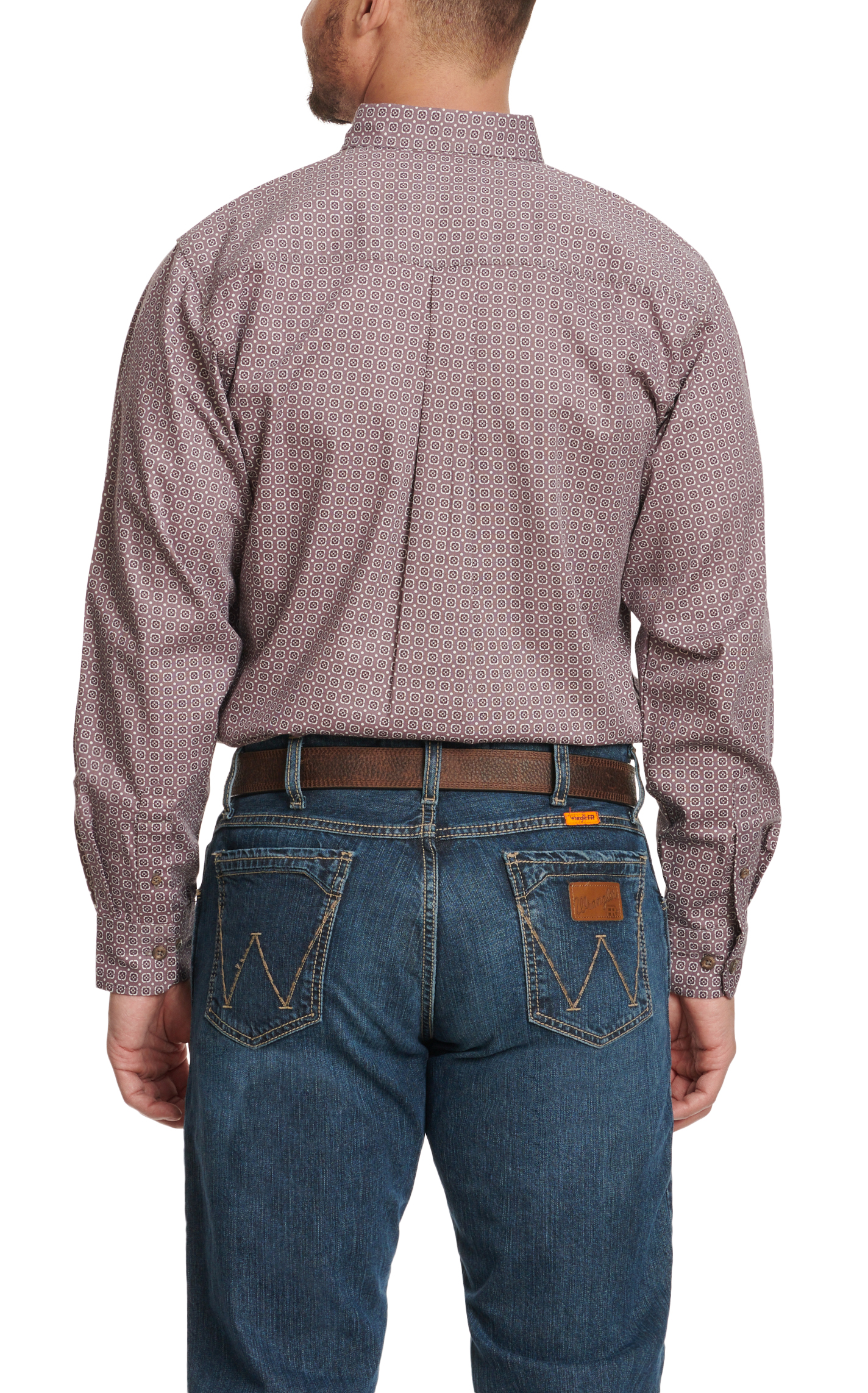 Forge Men's Dusty Burgundy & Geo Print Long Sleeve FR Work Shirt - Image 2