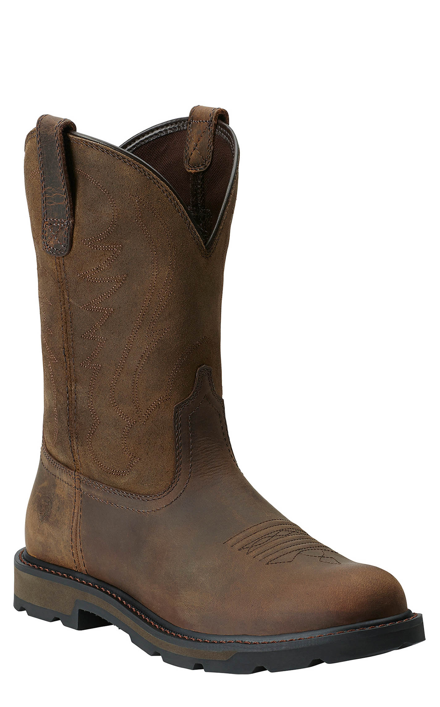 Ariat Men's Groundbreaker Distressed Brown Round Toe Work Boots - Image 1