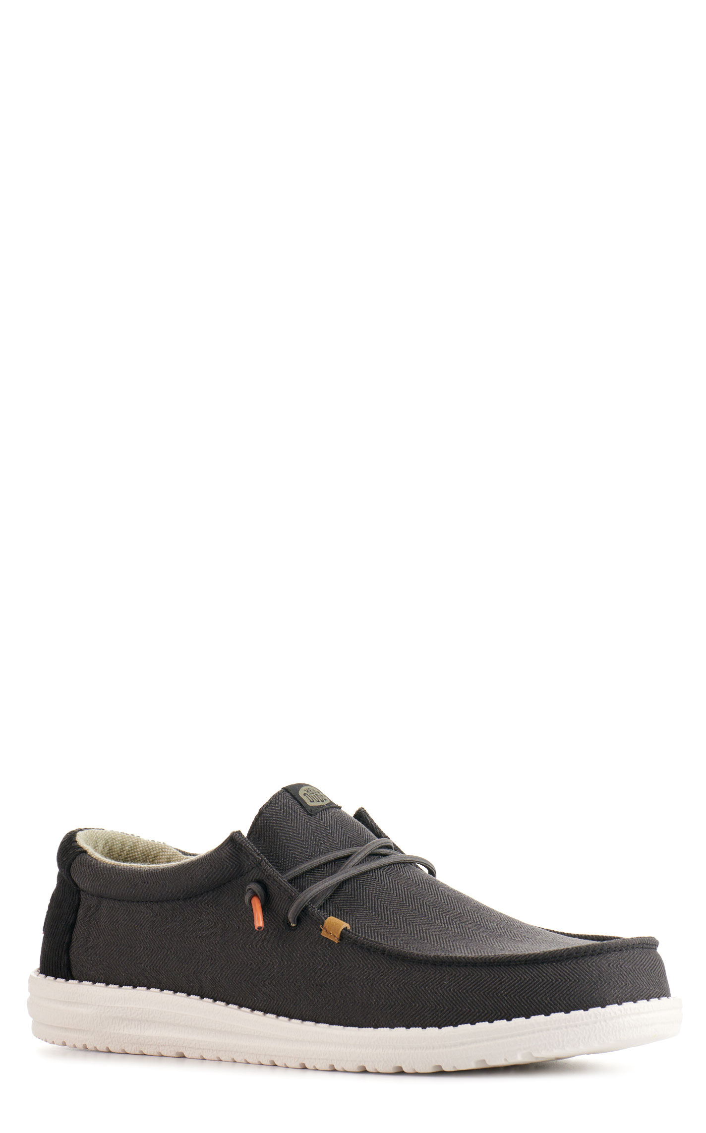 Hey Dude Men's Wally Herringbone Washed Black Moc Toe Casual Shoes - Image 1