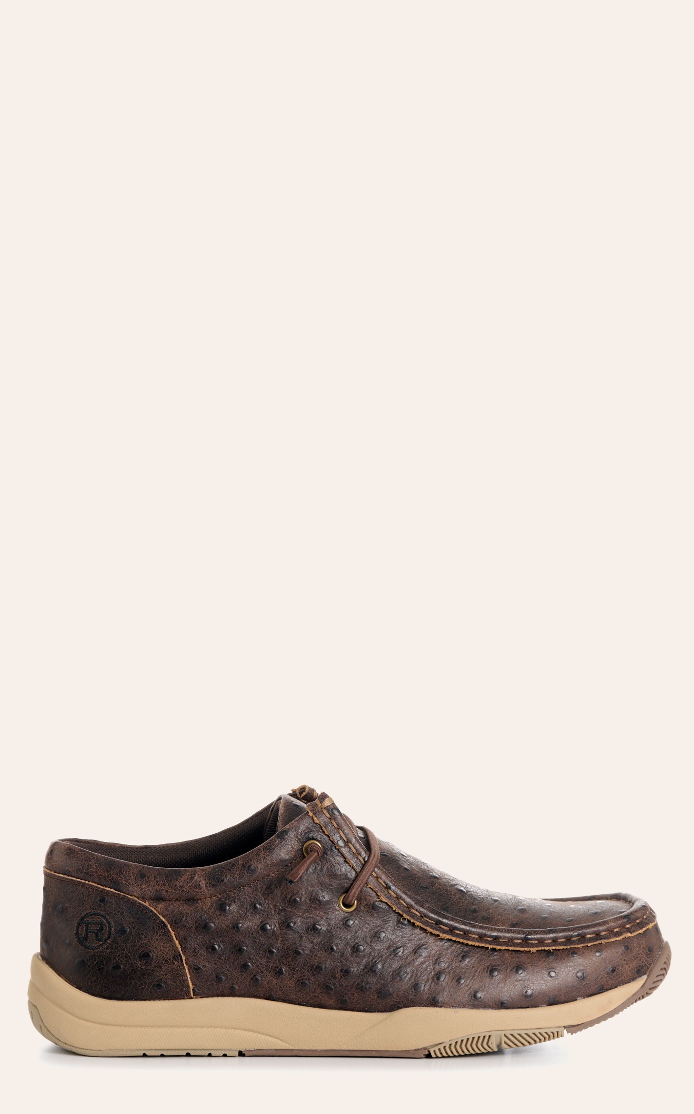 Roper Men's Coffee Ostrich Embossed Leather Chukka Casual Shoes - Image 1