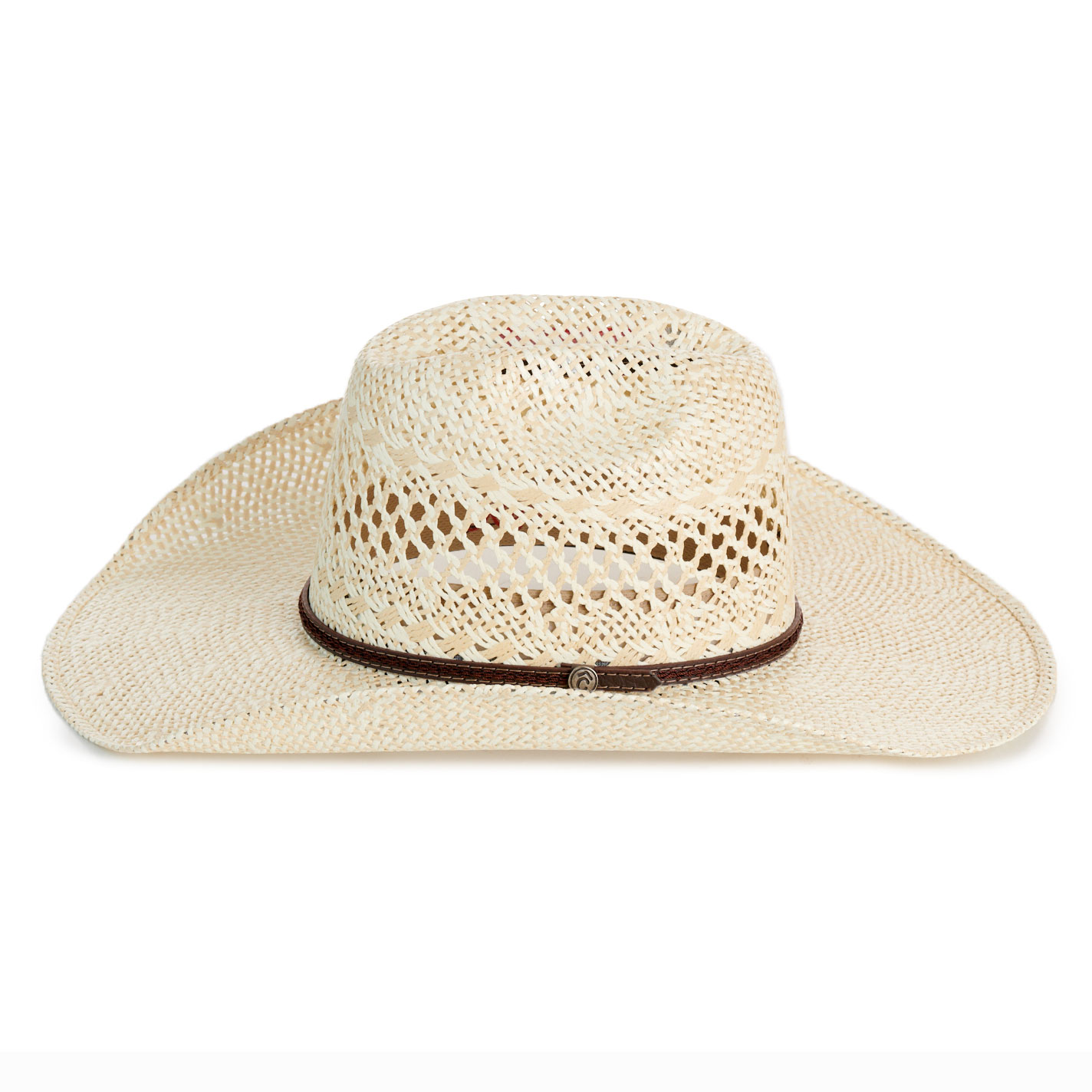 Rafter C Fancy Cowtown Natural Twisted Weave Vented Straw Cowboy Hat - Image 1