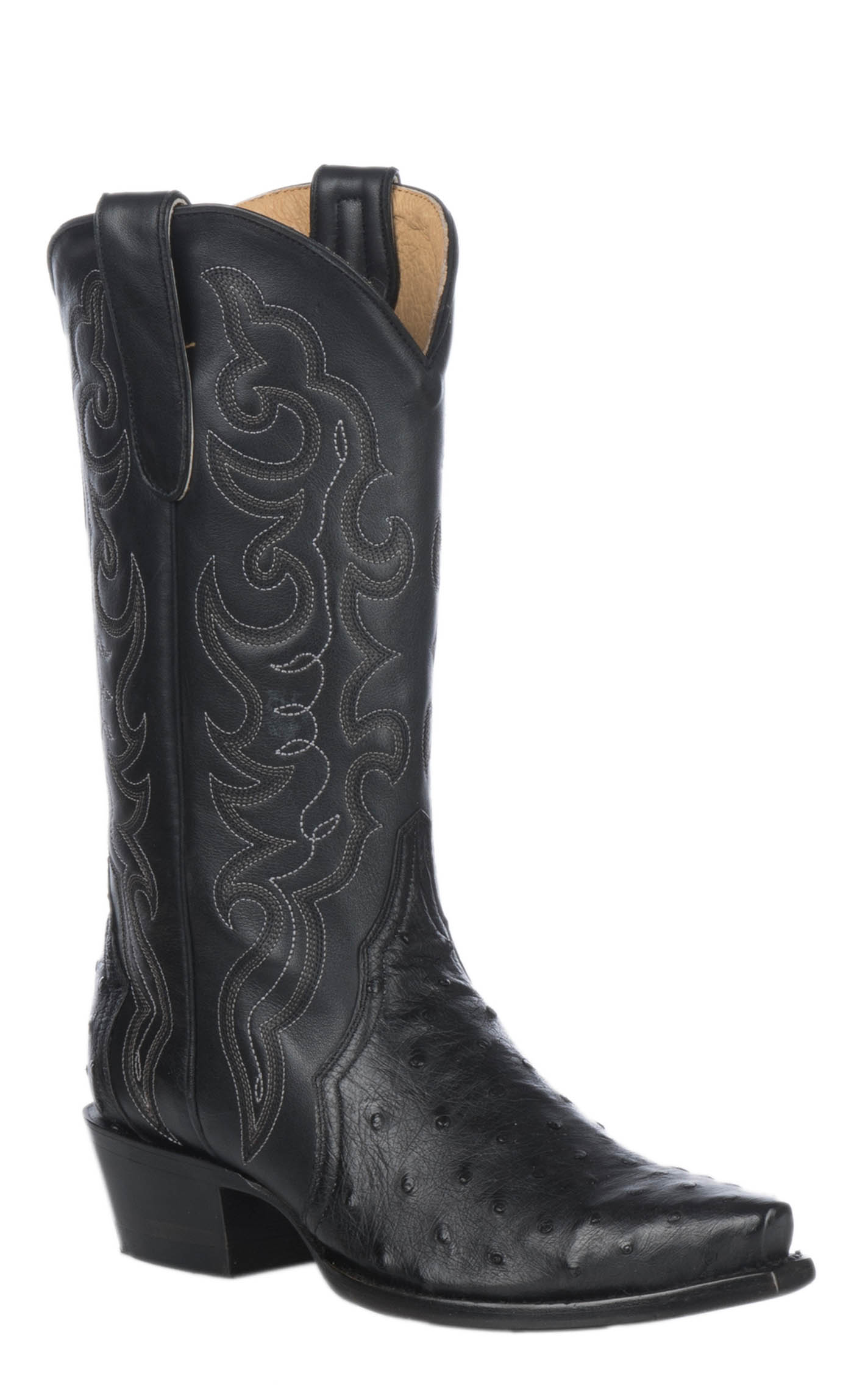 Cavender’s Women’s Full Quill Ostrich Black Exotic Snip Toe Cowboy Boots - Image 1